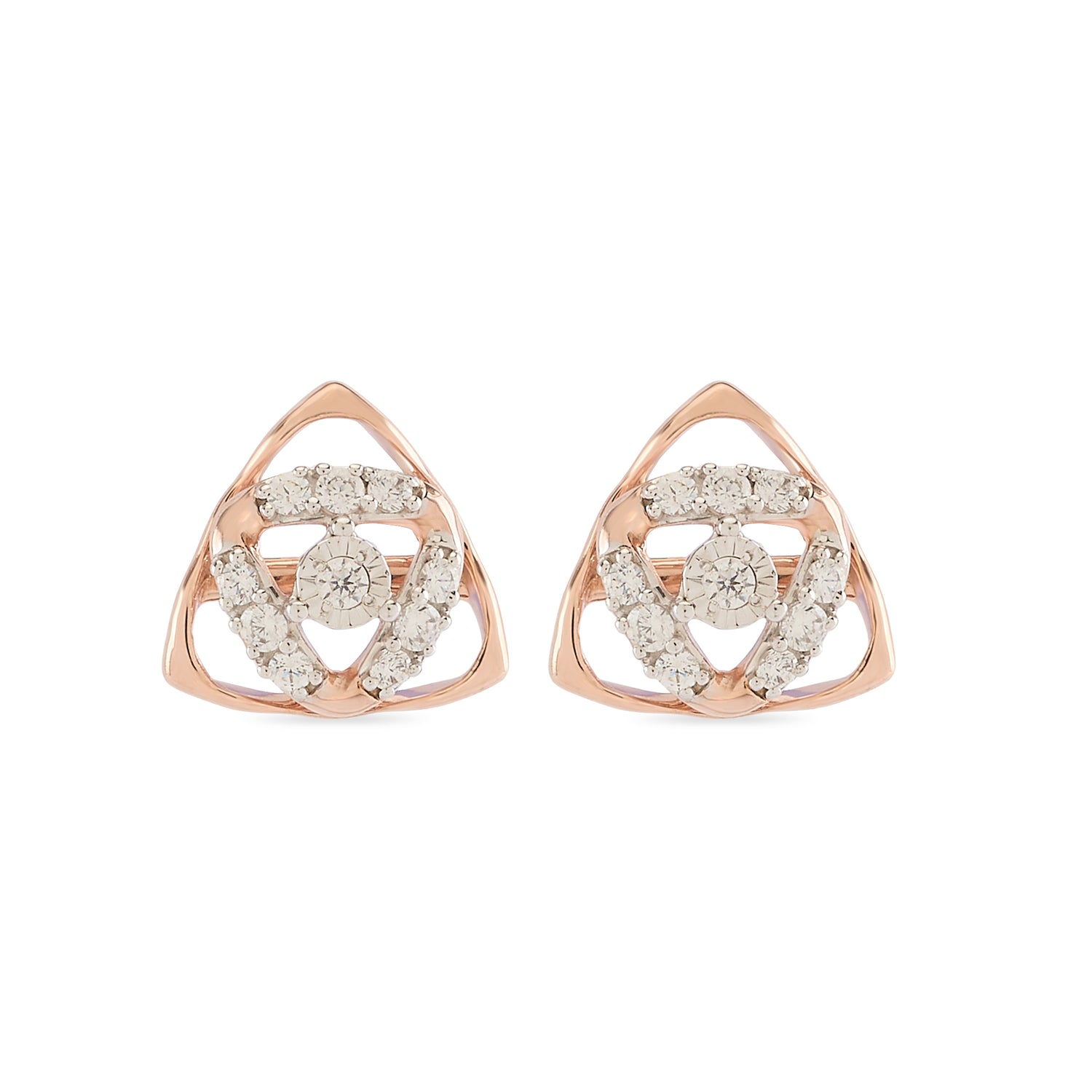 Triangular Floral Stud Earrings with Cluster Detailing