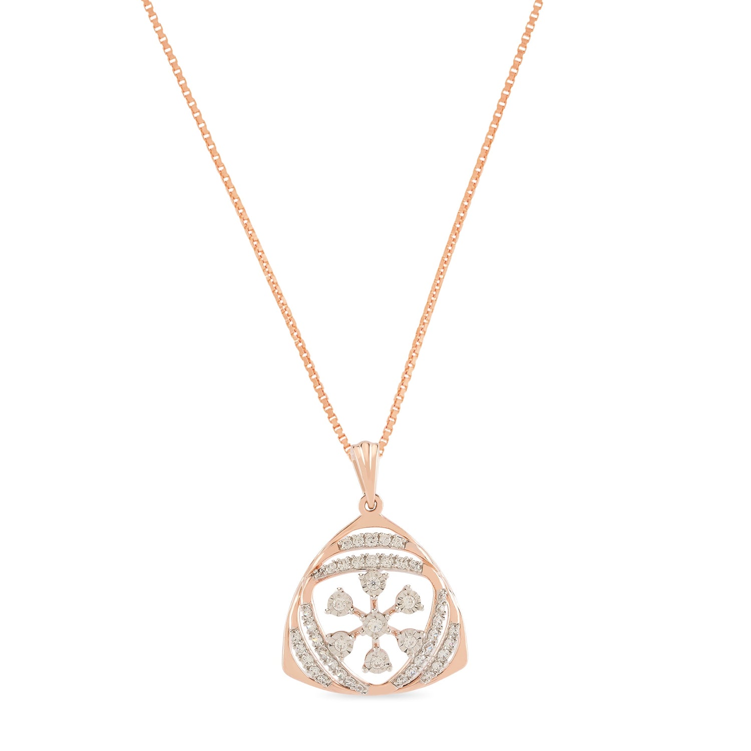 Triangular Floral Pendant with Layered Detailing
