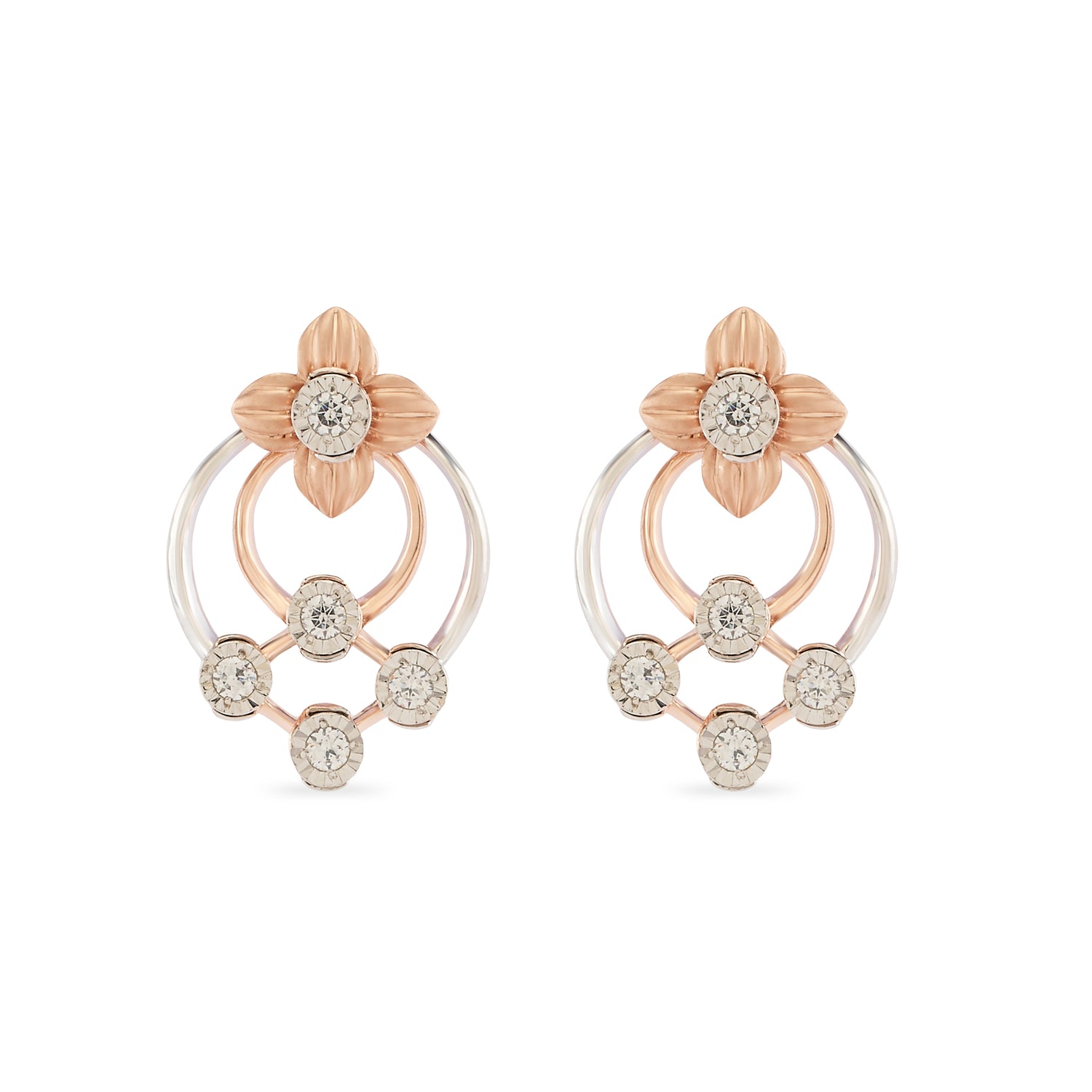 Elegant Floral Stud Earrings with Dual Hoop Design