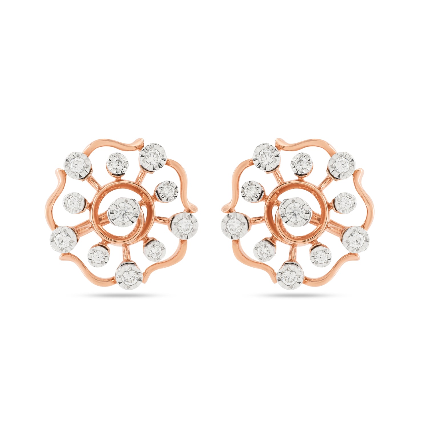 Elegant Spiral Halo Stud Earrings with Radiant Detailing
