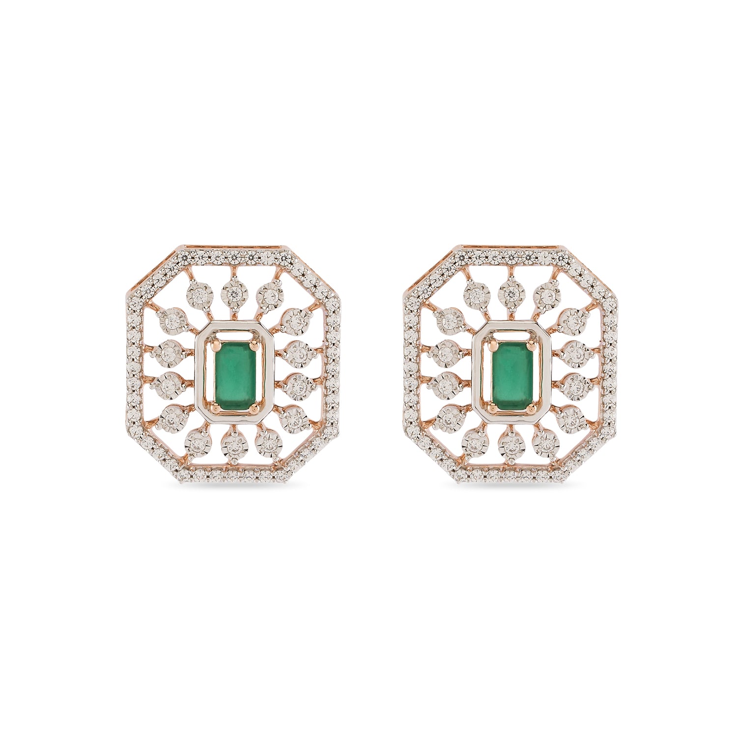 Majestic Geometric Halo Stud Earrings
