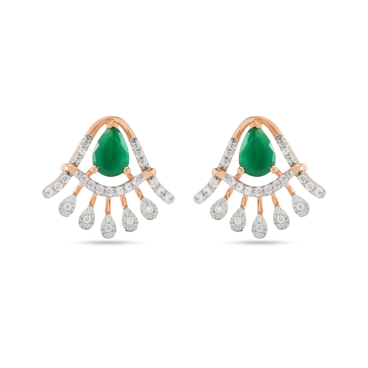 Elegant Teardrop Fan Motif Earrings