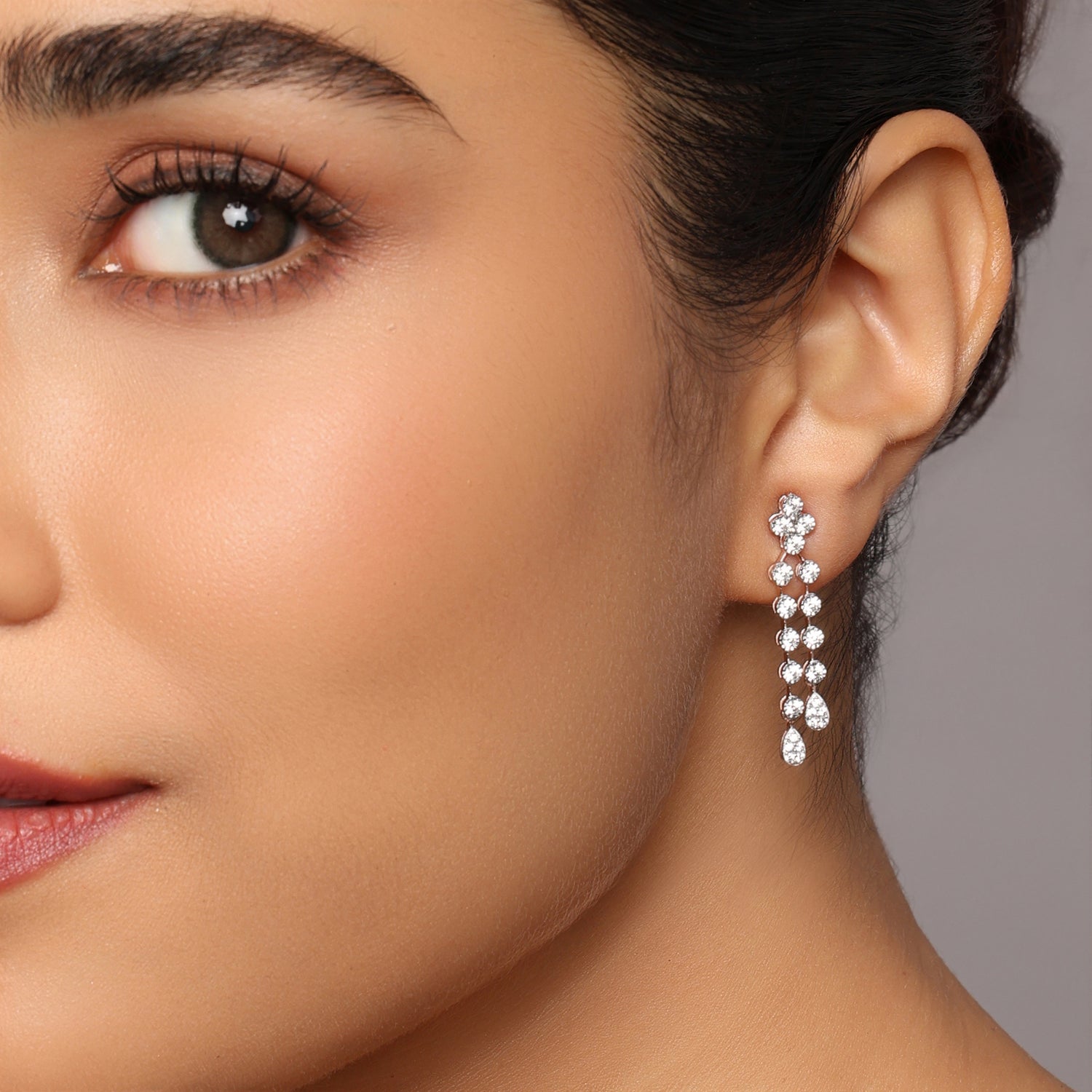 Cascading Dangle Earrings with Dual-Chain Design