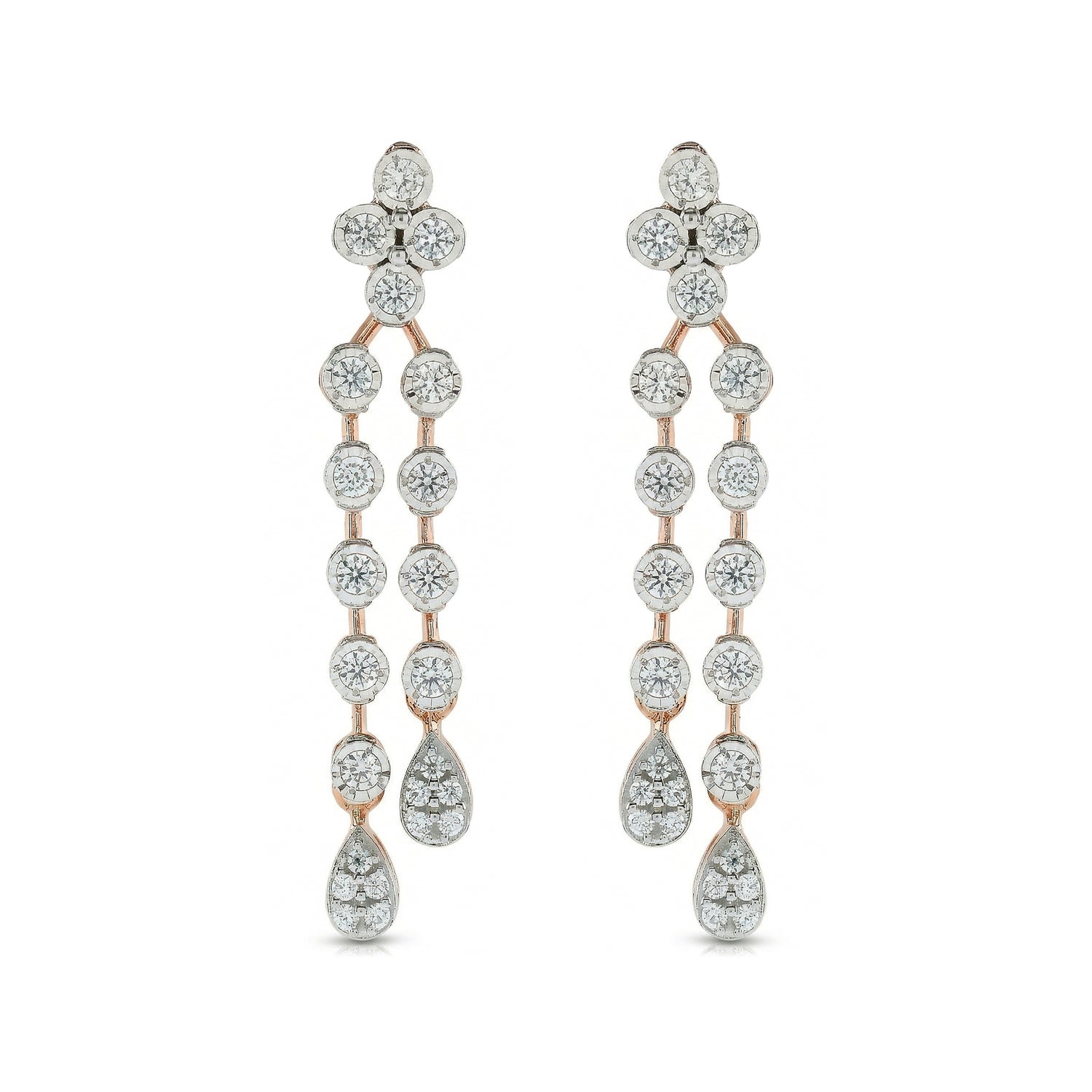 Cascading Dangle Earrings with Dual-Chain Design