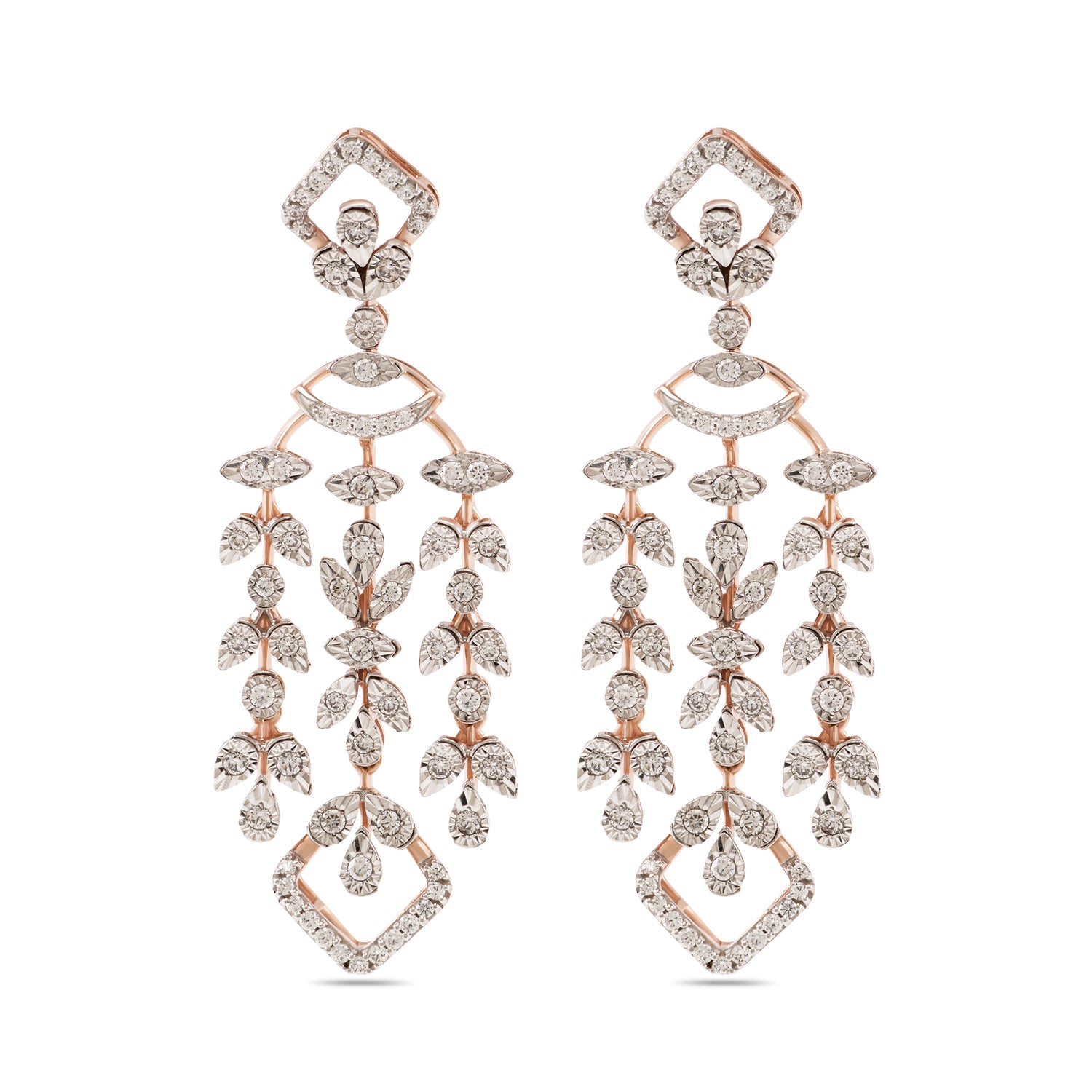 Cascading Chandelier Earrings with Geometric Detailing