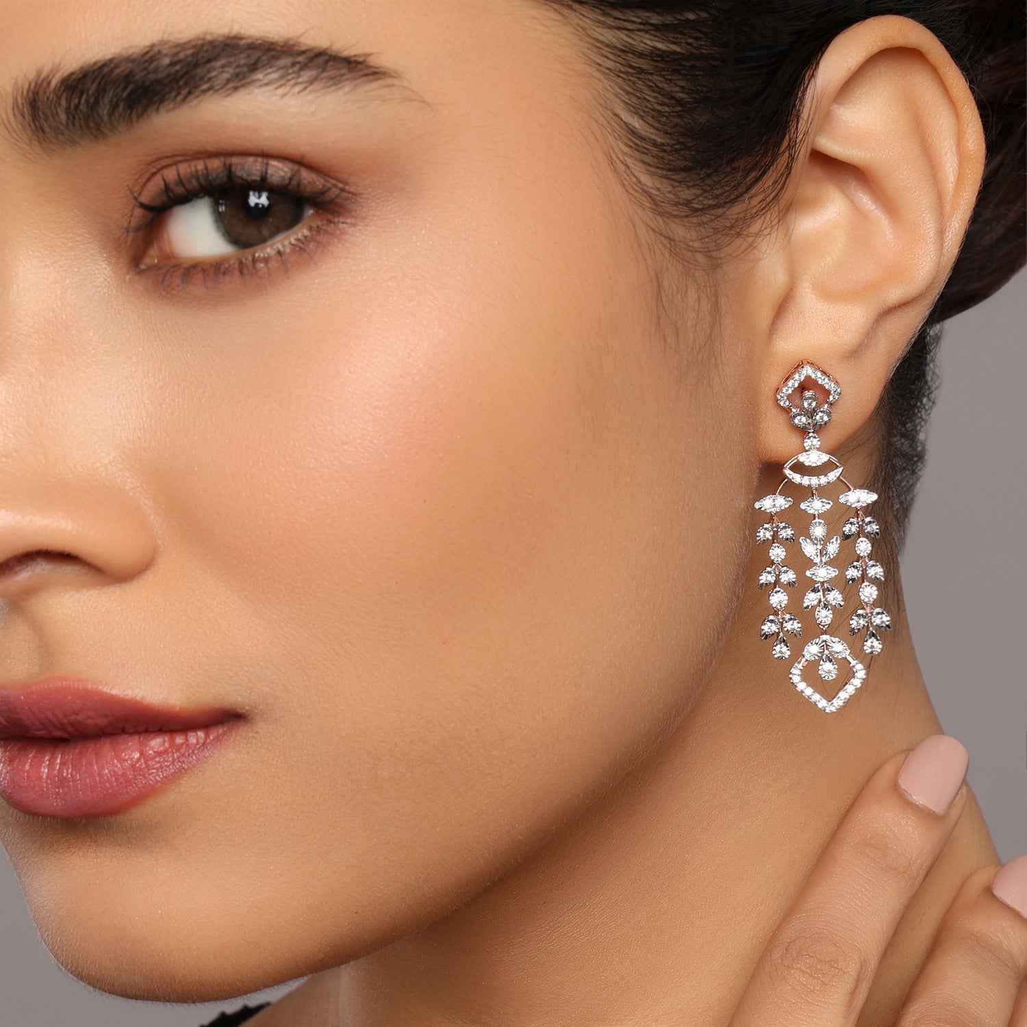 Cascading Chandelier Earrings with Geometric Detailing