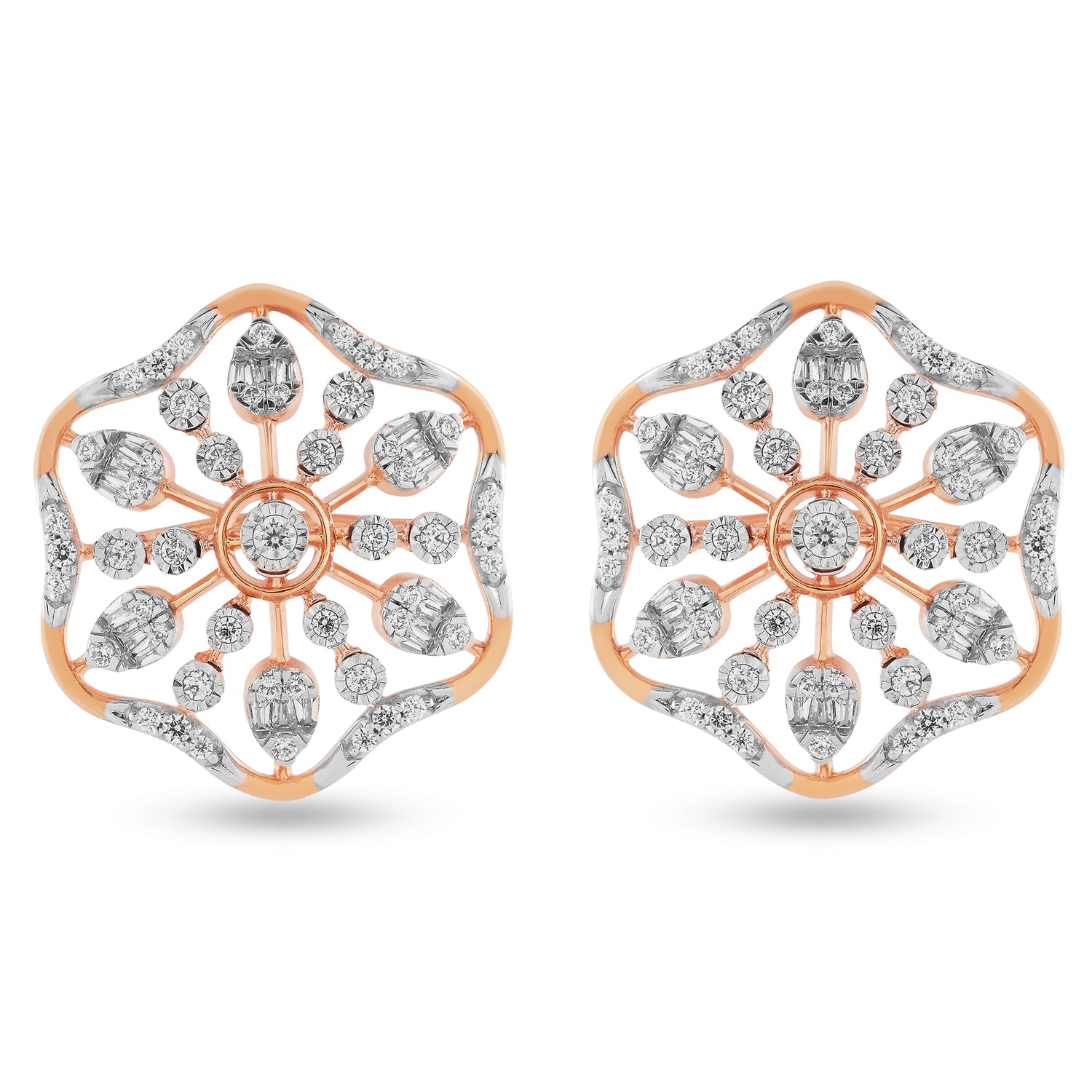 Elegantly Radiating Floral Petal Stud Earrings For Graceful Occasion Wear