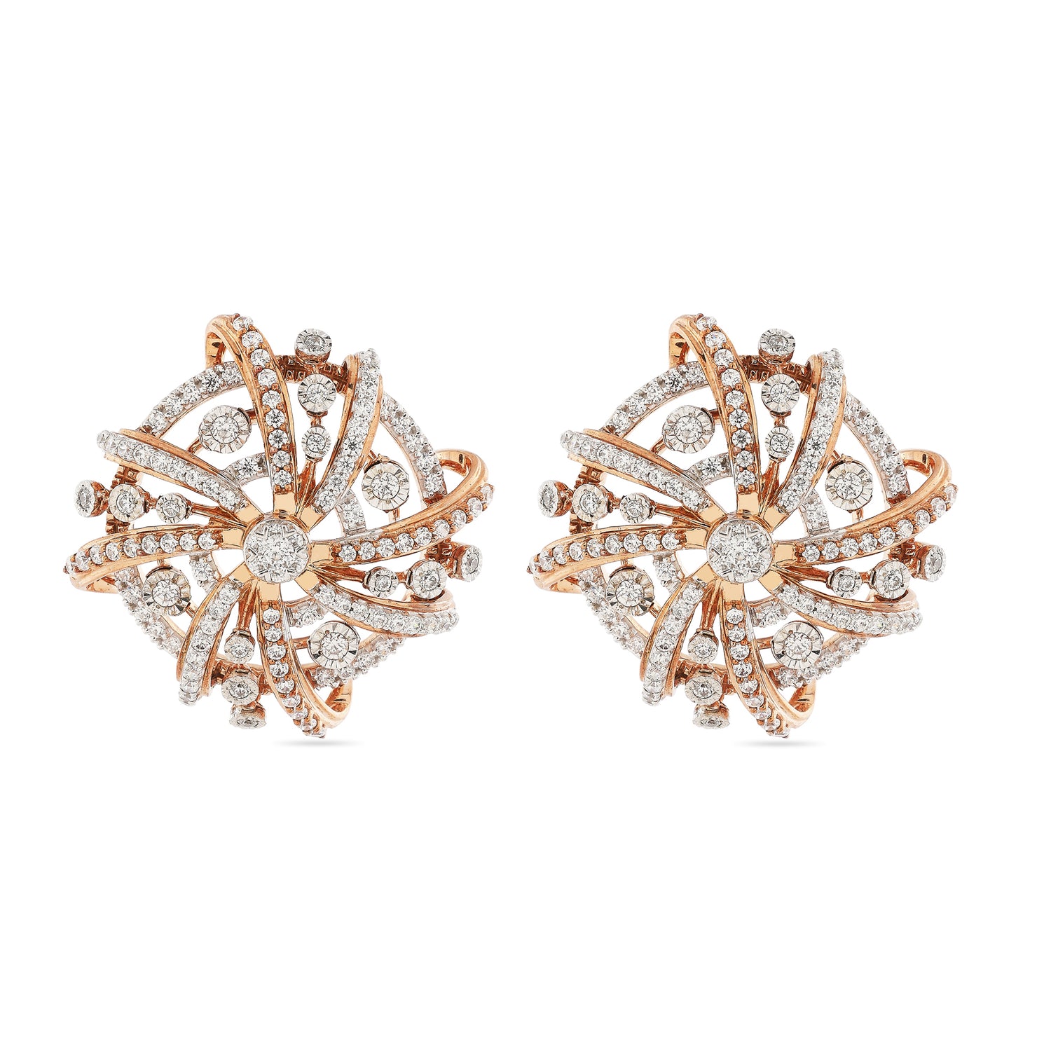Intricate Swirl-Design Stud Earrings with Modern Elegance