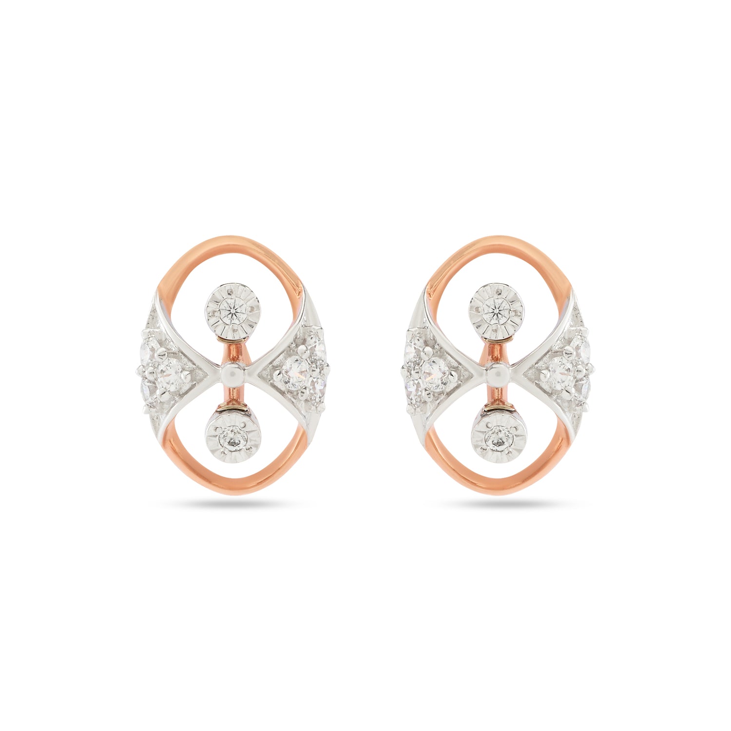 Oval Infinity Stud Earrings with Dual Accent Design