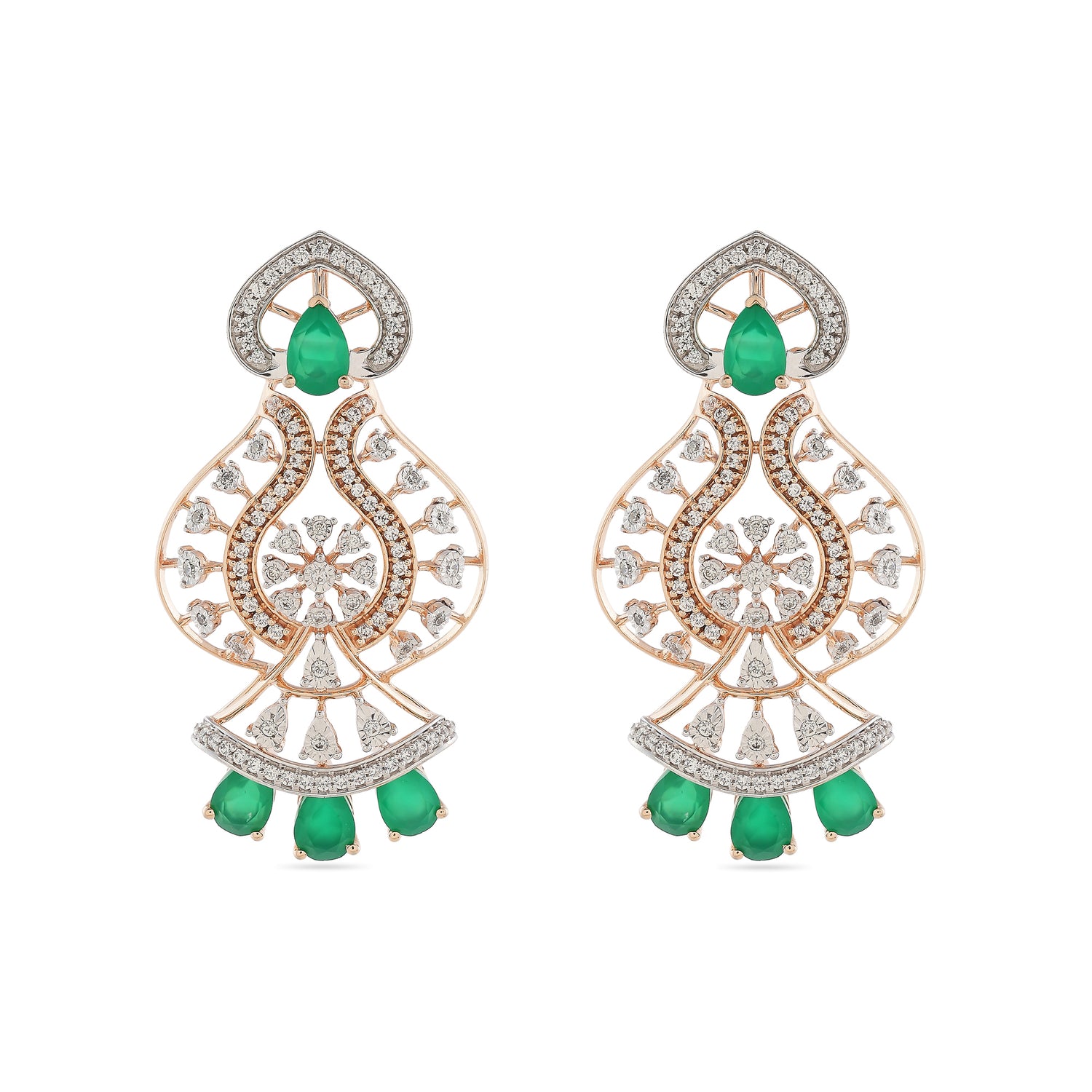 Regal Teardrop Dangle Earrings with Intricate Radiant Detailing