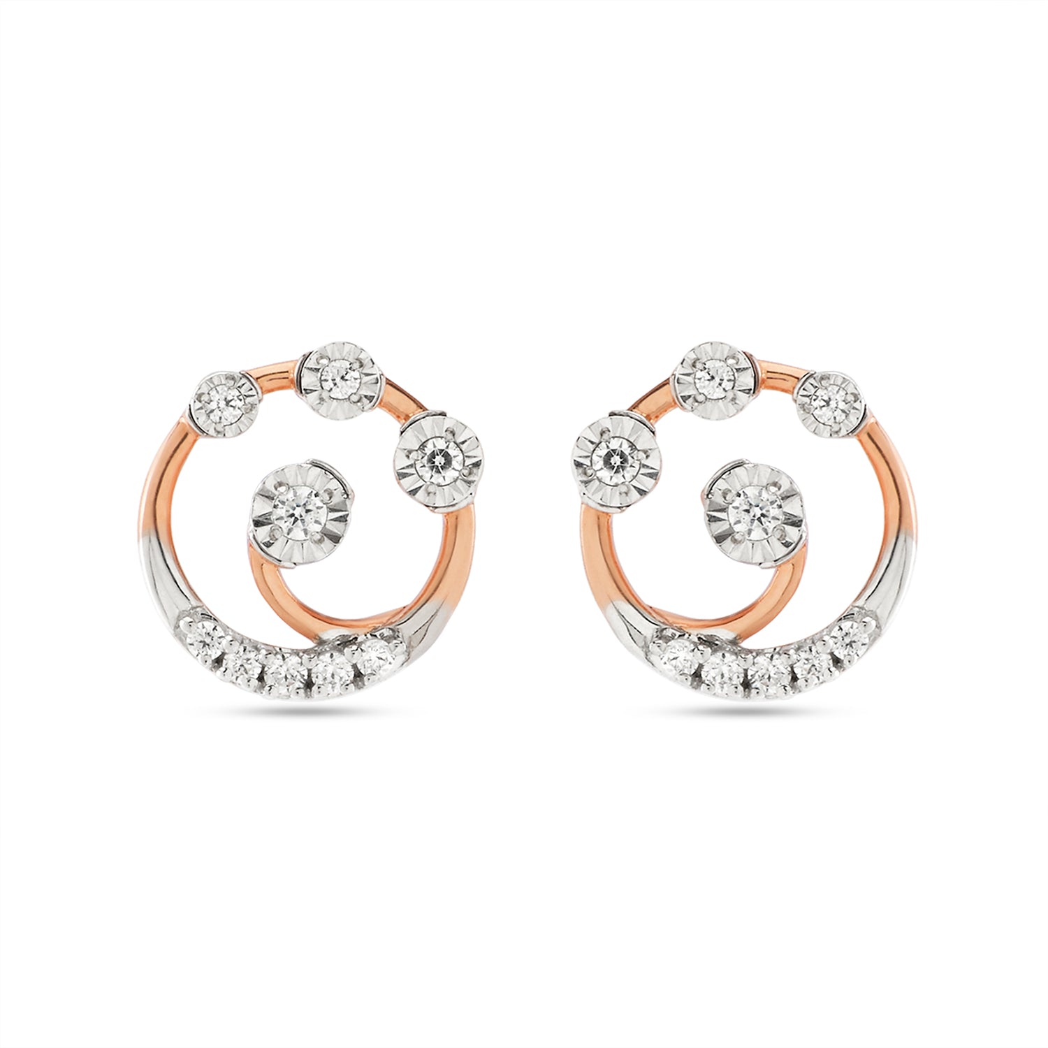 Twirling Spark Stud Earrings with Graceful Circular Design