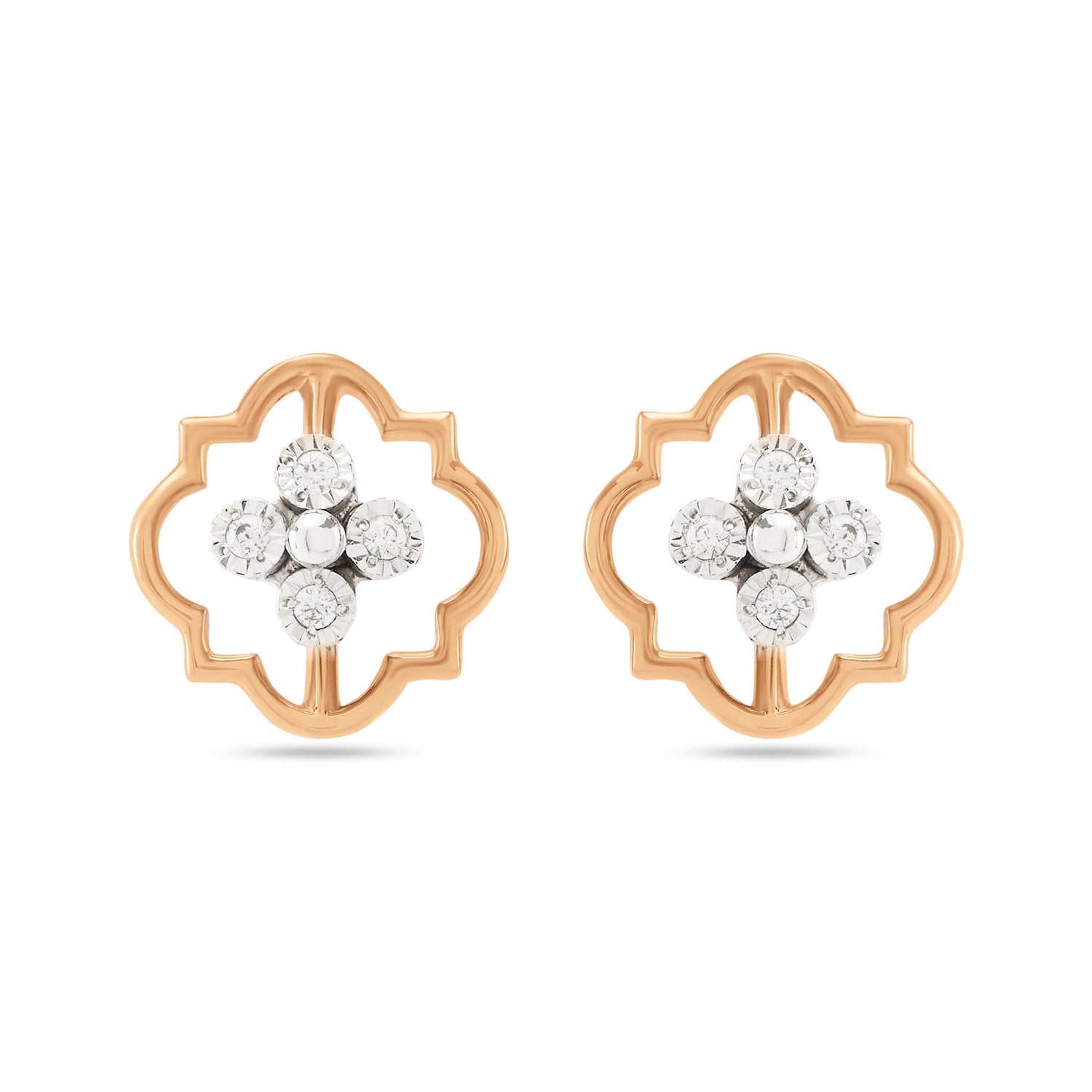 Enchanted Clover Stud Earrings with Delicate Floral Sparkle