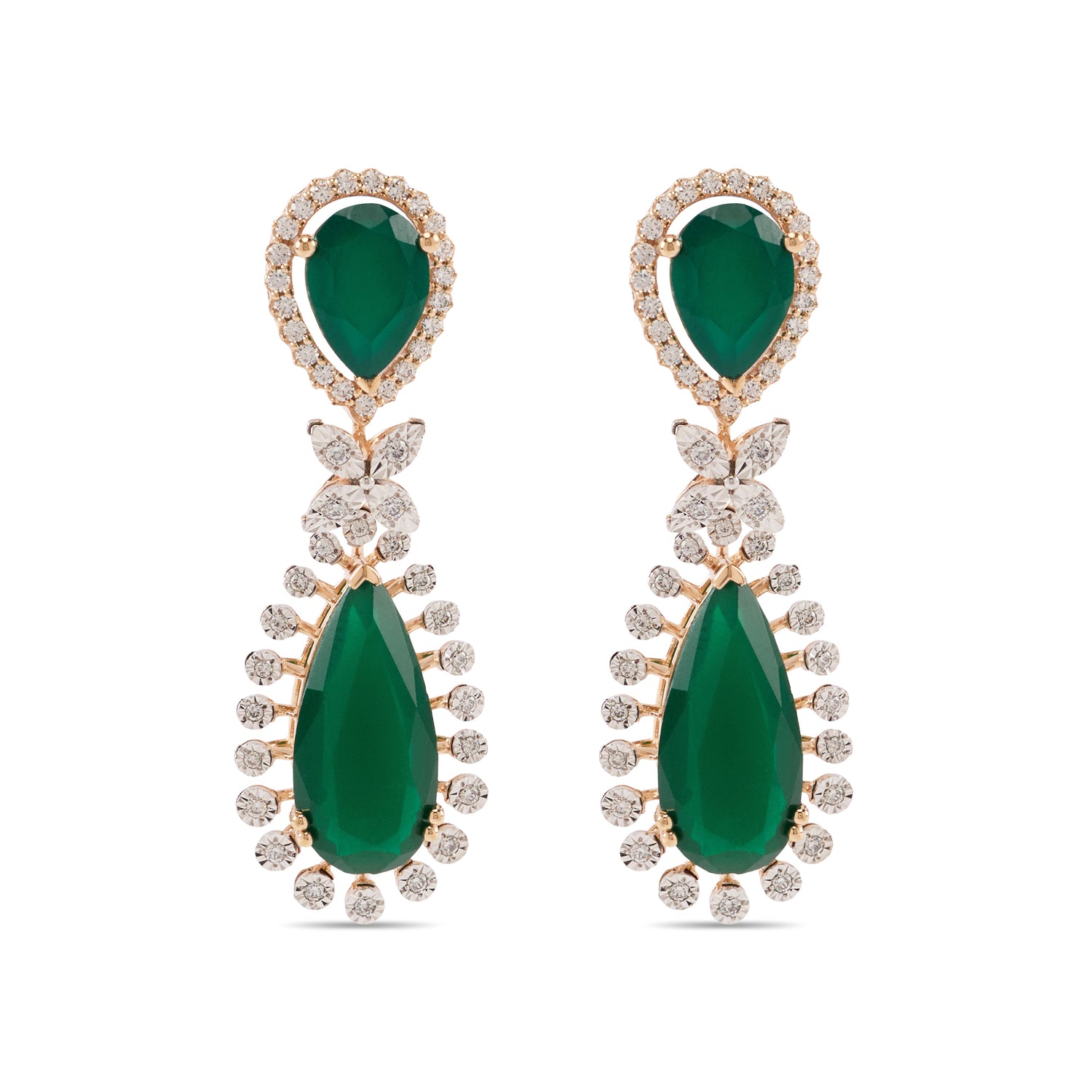 Teardrop Dangle Earrings with Halo Detailing
