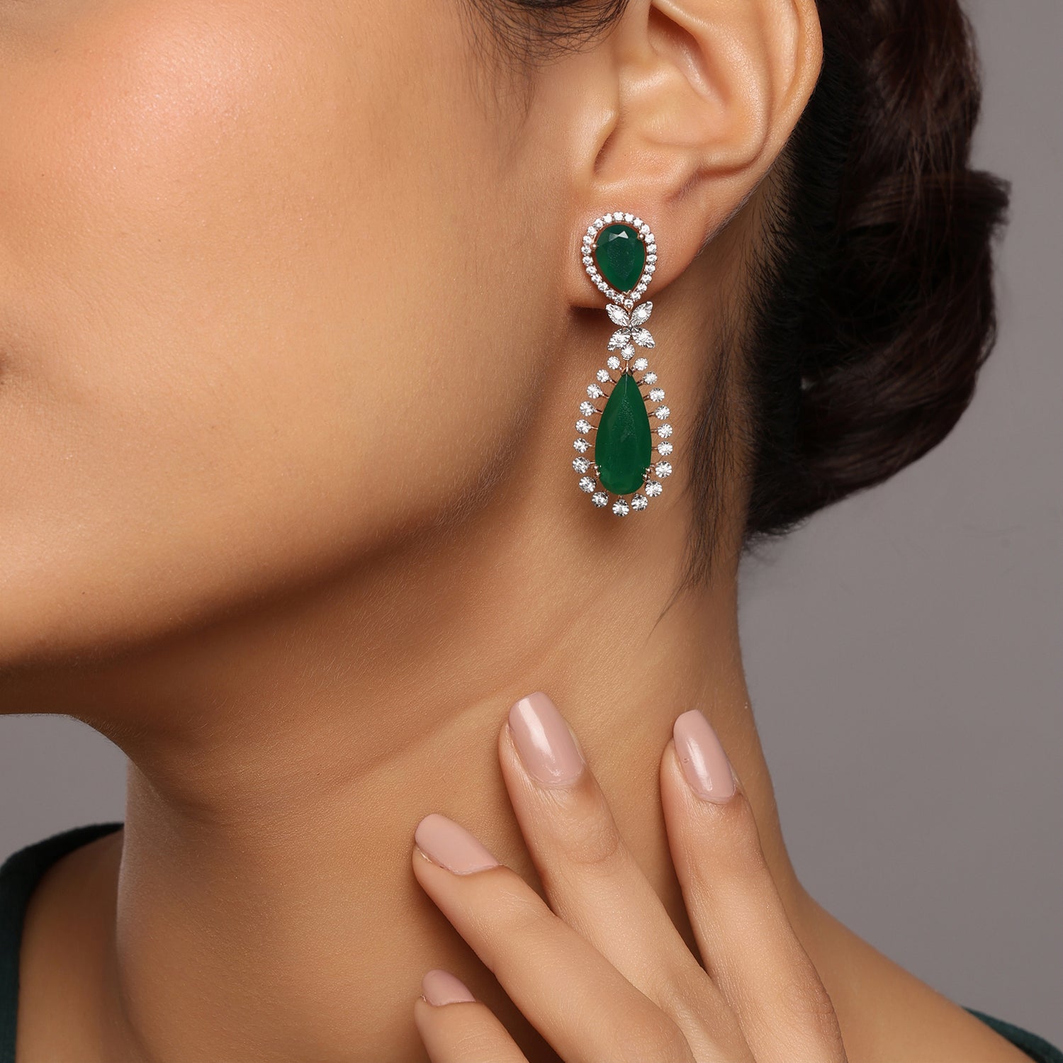 Teardrop Dangle Earrings with Halo Detailing