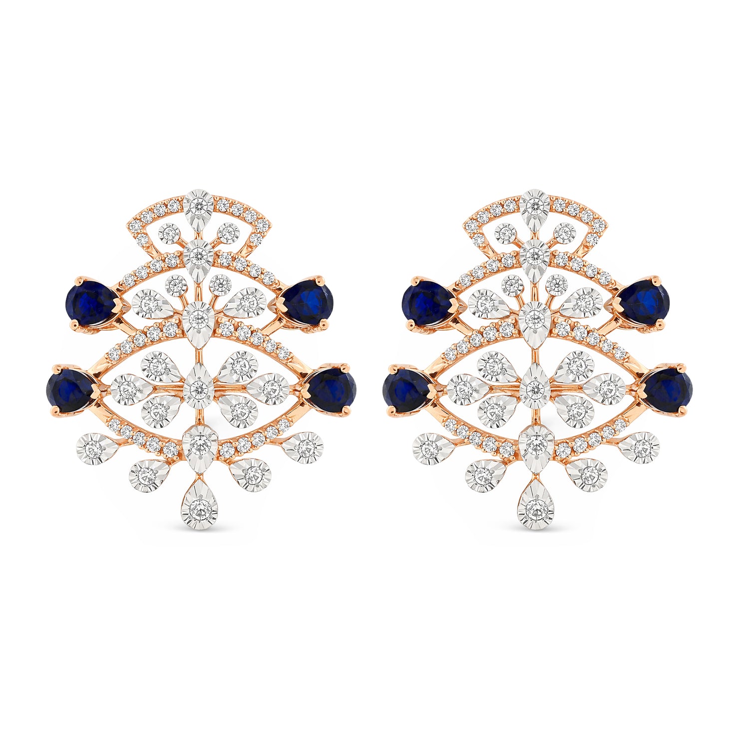 Elegant Fan-Inspired Earrings with Layered Filigree and Gem Detailing