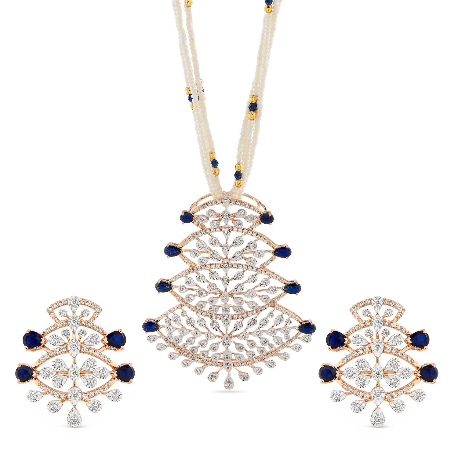 Ethereal Floral Radiance Pendant and Earring Set for Timeless Elegance