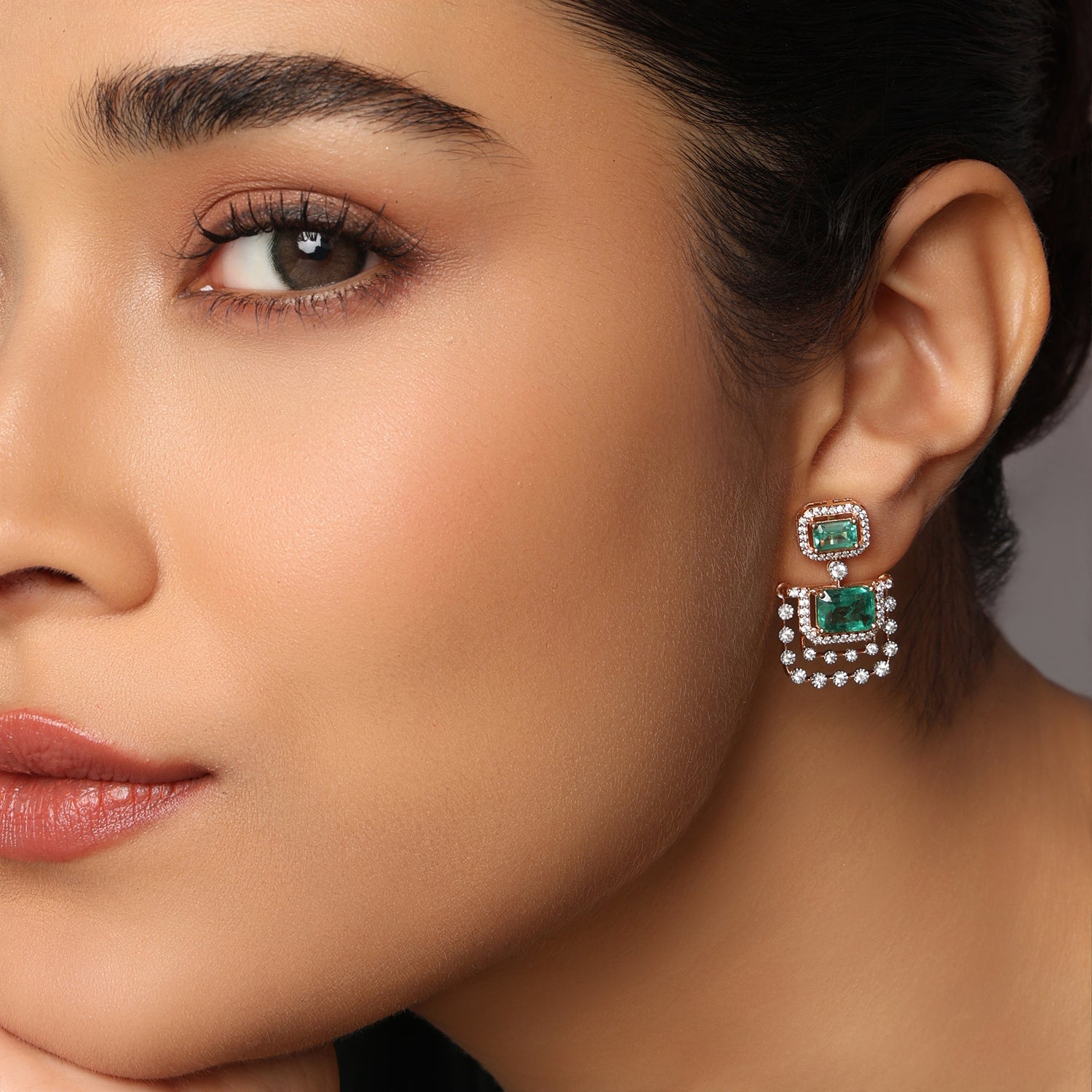 Contemporary Geometric Drop Earrings with Layered Chain Design