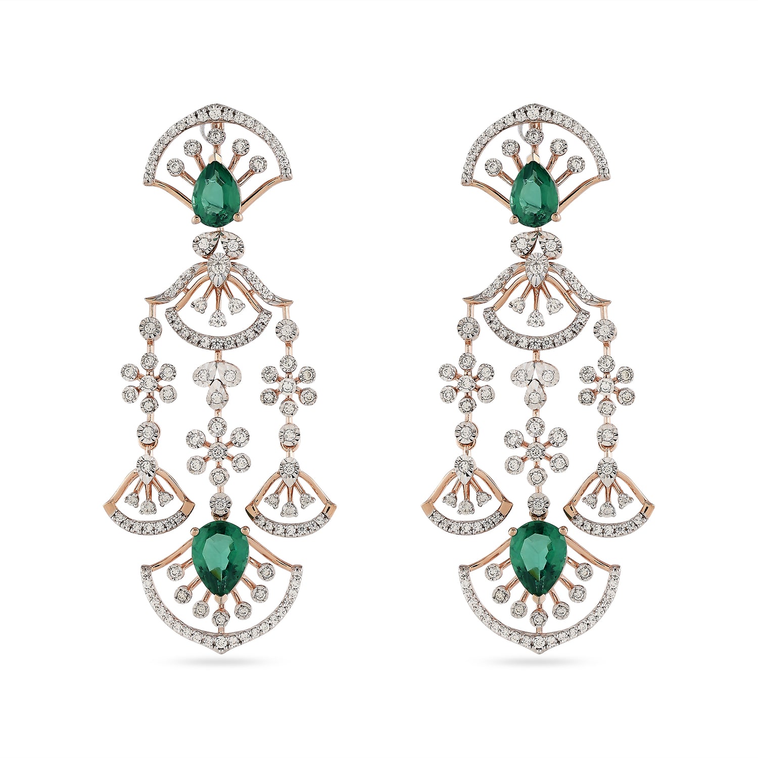 Vintage-Inspired Chandelier Earrings with Floral Motifs