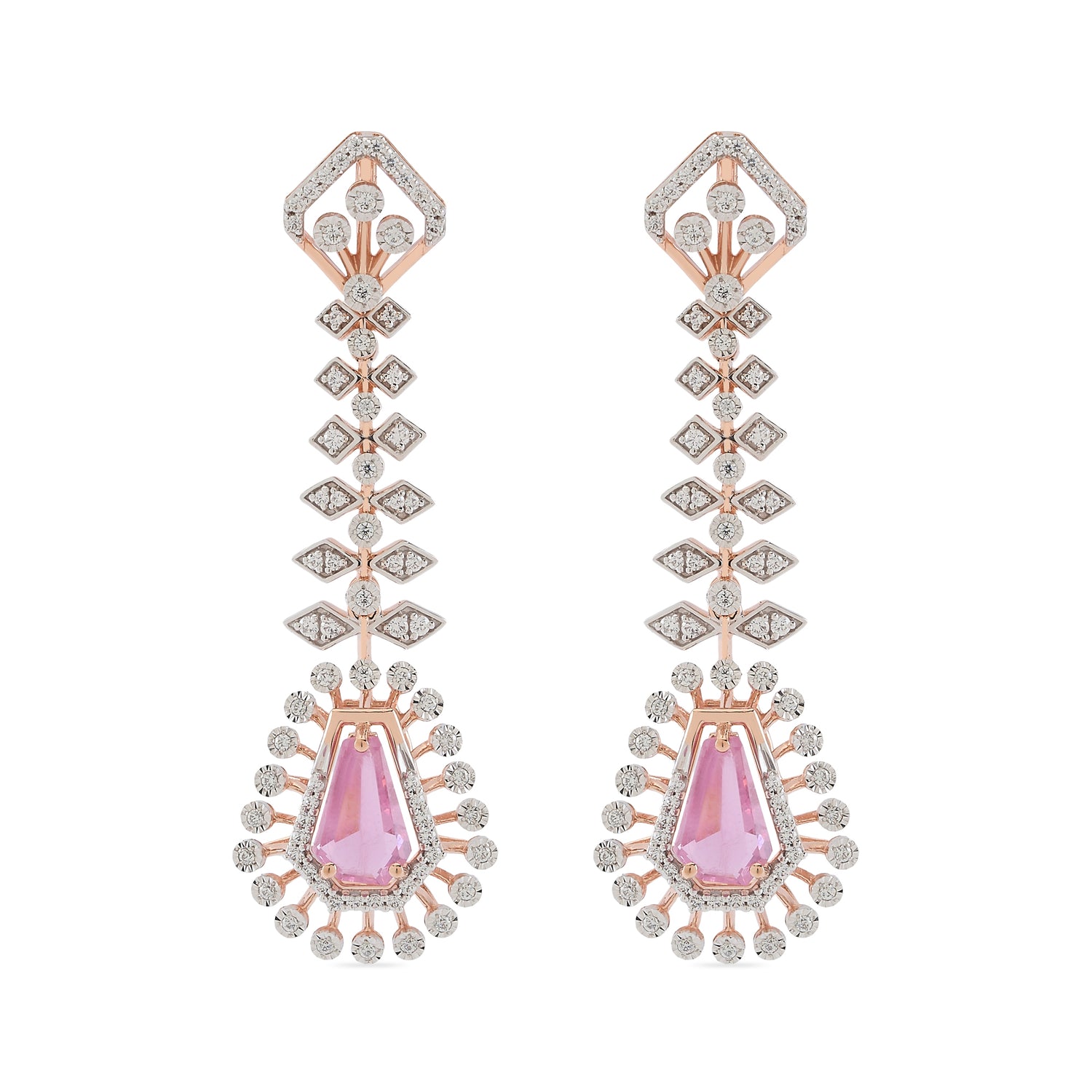 Elongated Drop Earrings with Radiant Teardrop Motif