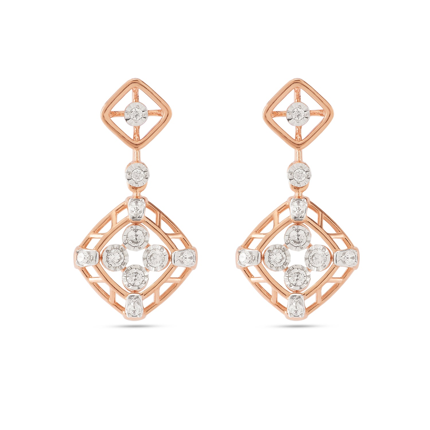 Elegant Geometric Drop Earrings with Brilliant Stone Detailing