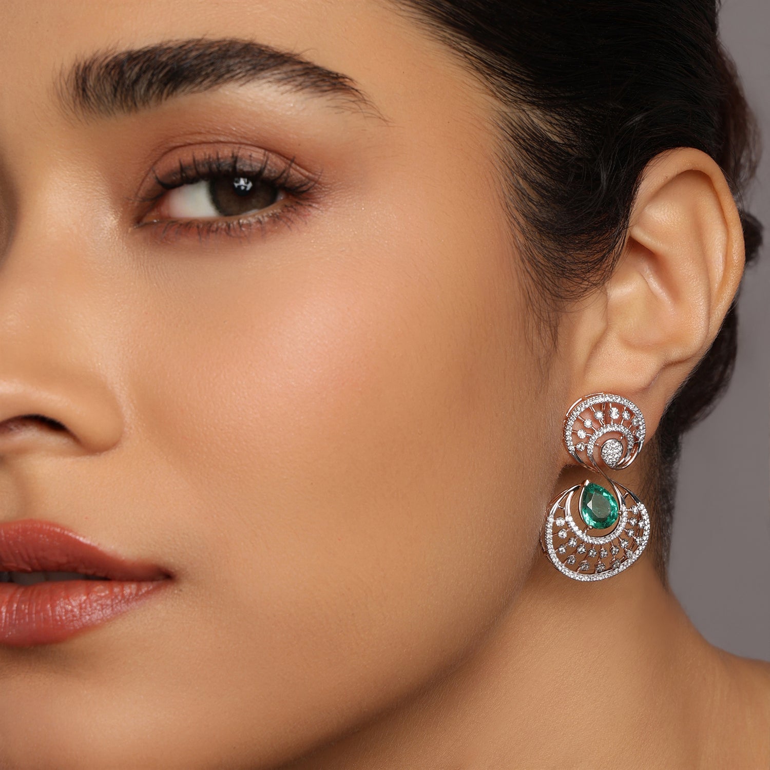 Spiral Drop Earrings with Dual Circular Motifs