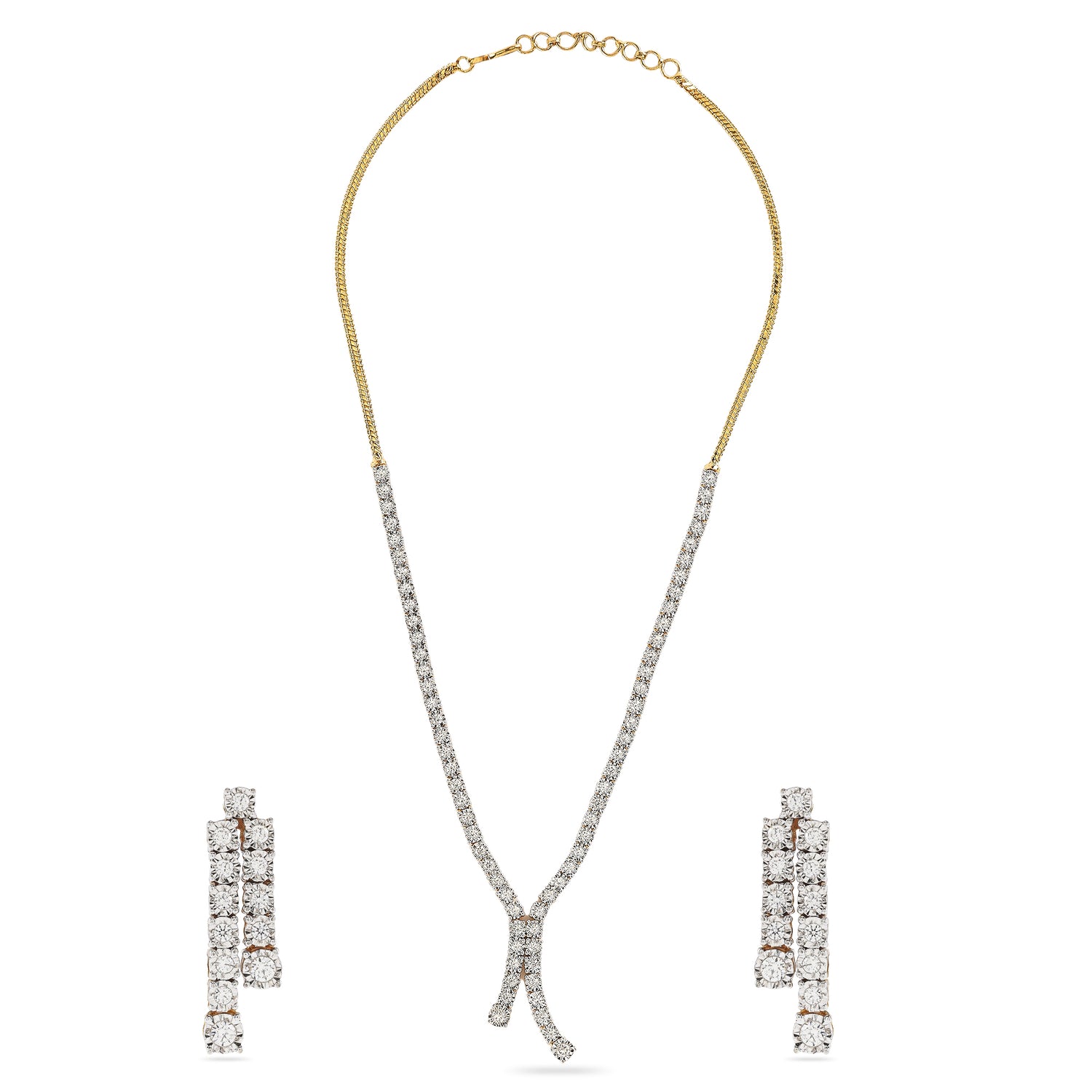 Radiant Celestial Cascade Necklace and Matching Drop Earring Jewelry Set