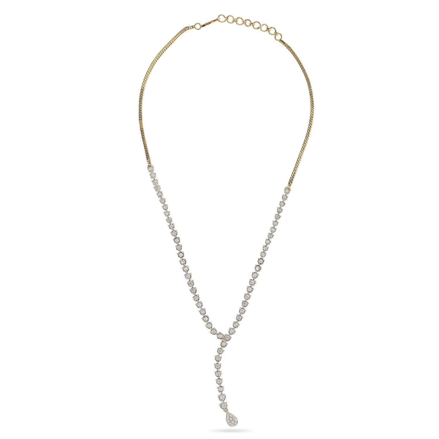 Elegant V-Shaped Necklace with Teardrop Pendant