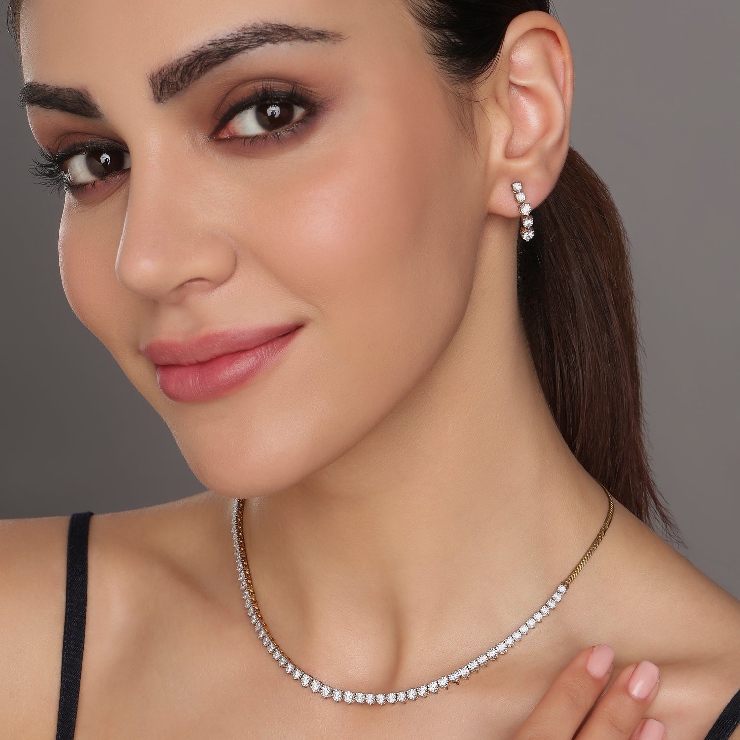 Glistening Celestial Radiance Necklace and Drop Earring Set for Timeless Elegance and Grace