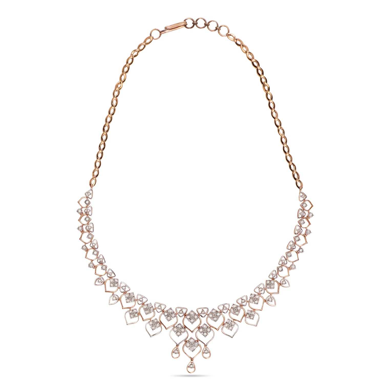 Heart Motif Layered Necklace with V-Shaped Design