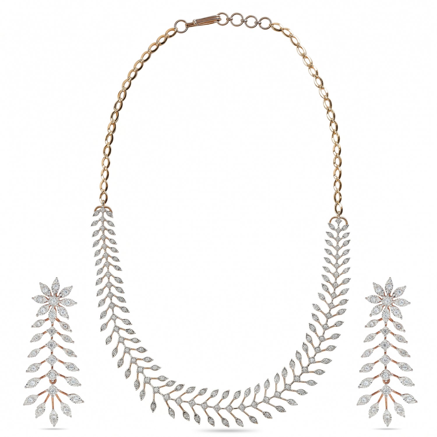 Ethereal Whispers of Springtime Flora Matching Necklace and Earring Set