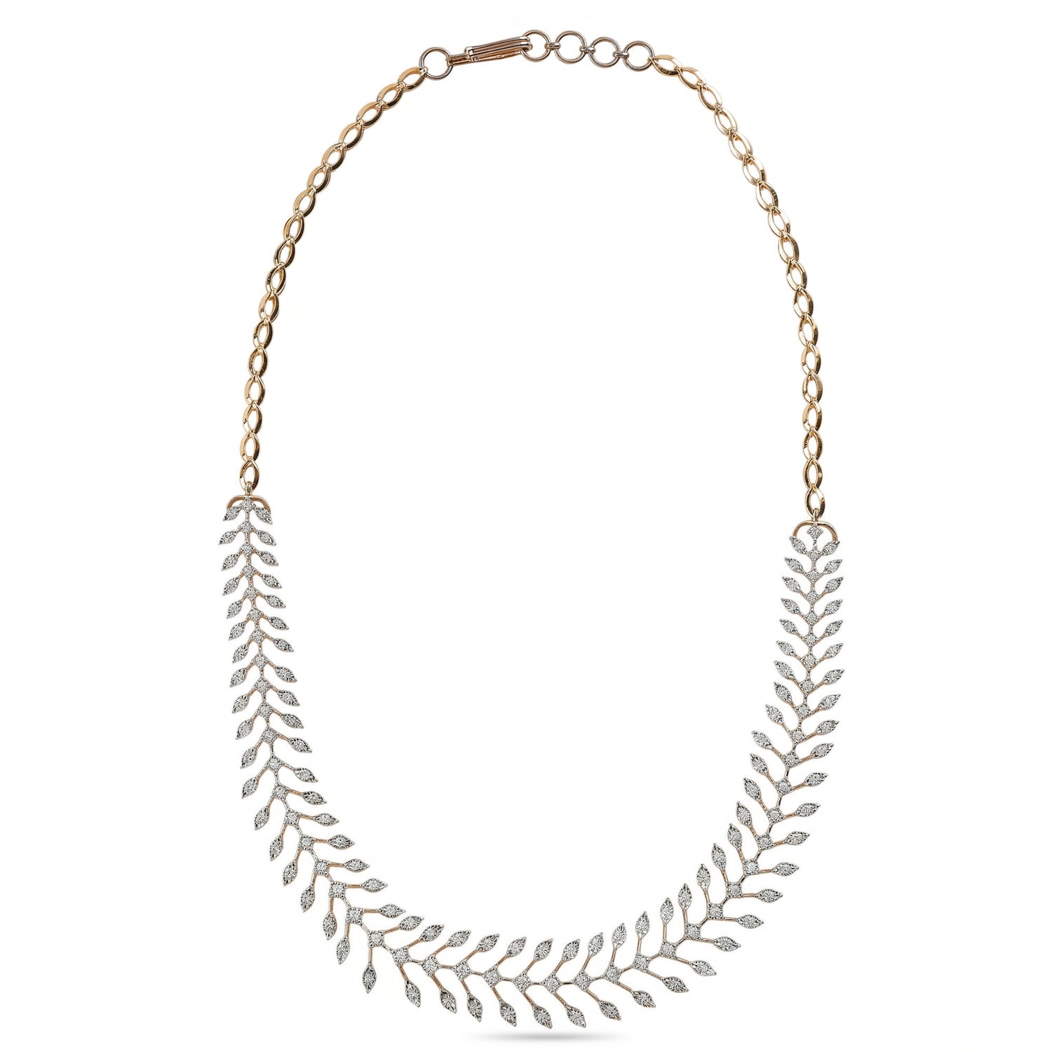 Elegant Leaf Motif Necklace with Curved Design