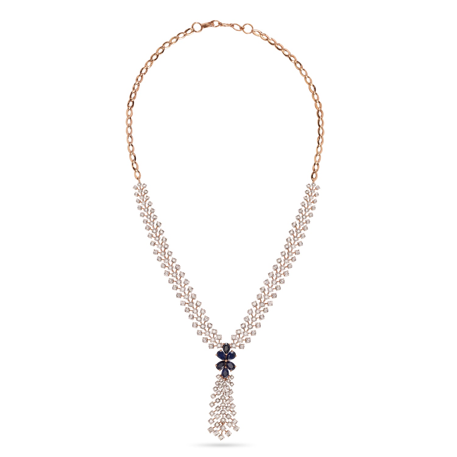 V-Shaped Necklace with Central Cluster Accent