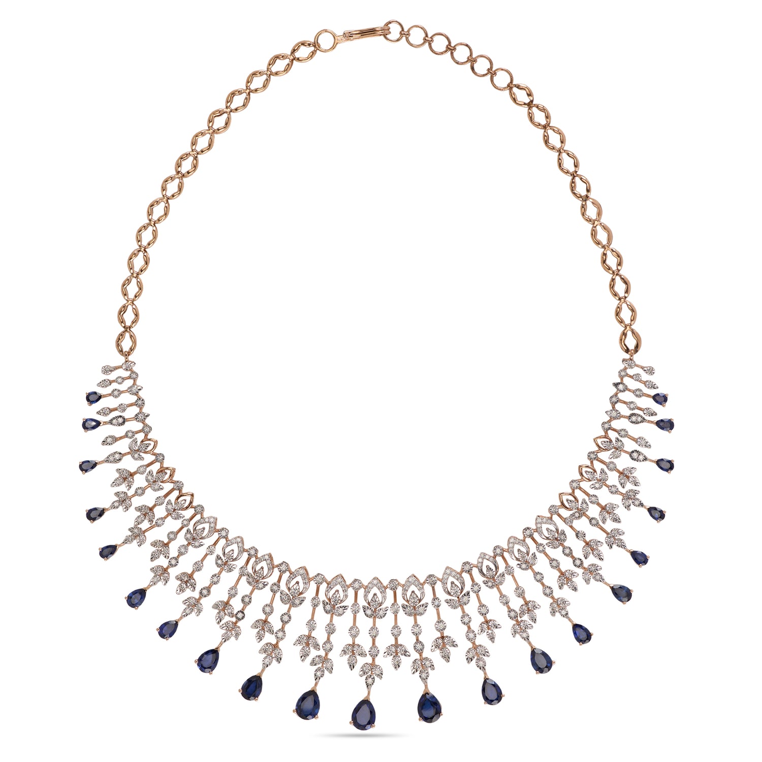 Layered Necklace with Teardrop Accents and Intricate Detailing