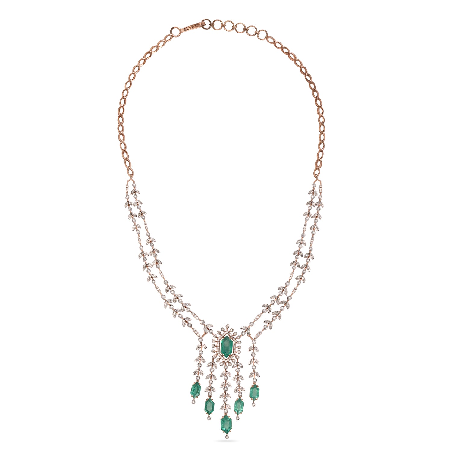 Layered V-Shaped Necklace with Teardrop Accents