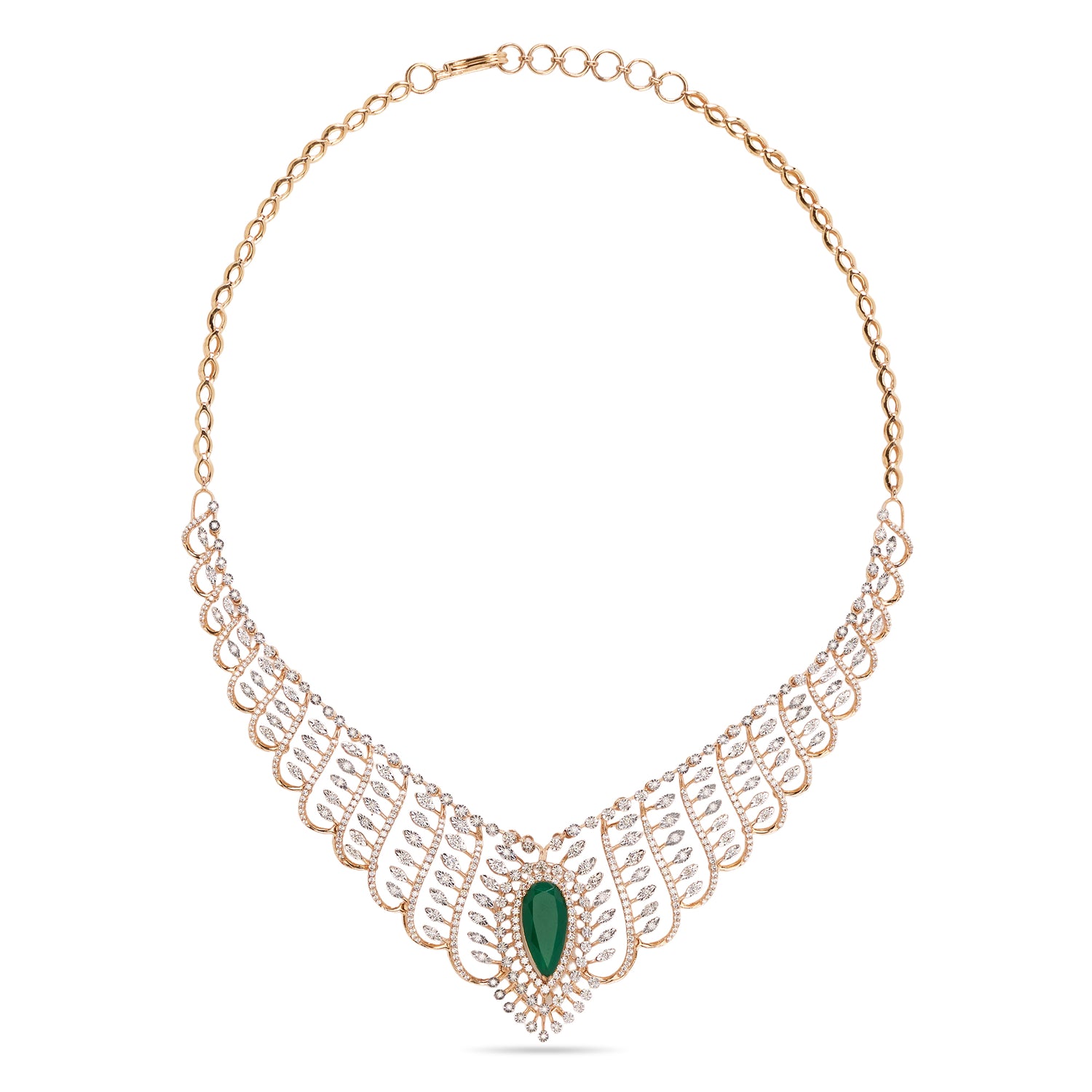 V-Shaped Statement Necklace with Intricate Layered Design