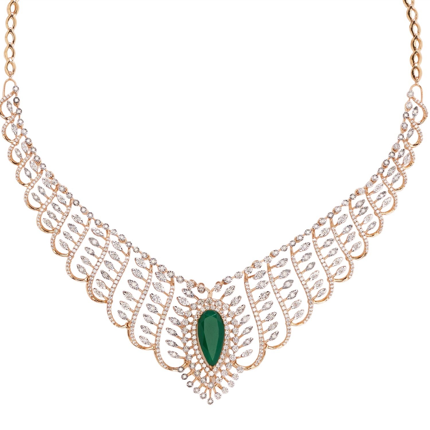 V-Shaped Statement Necklace with Intricate Layered Design