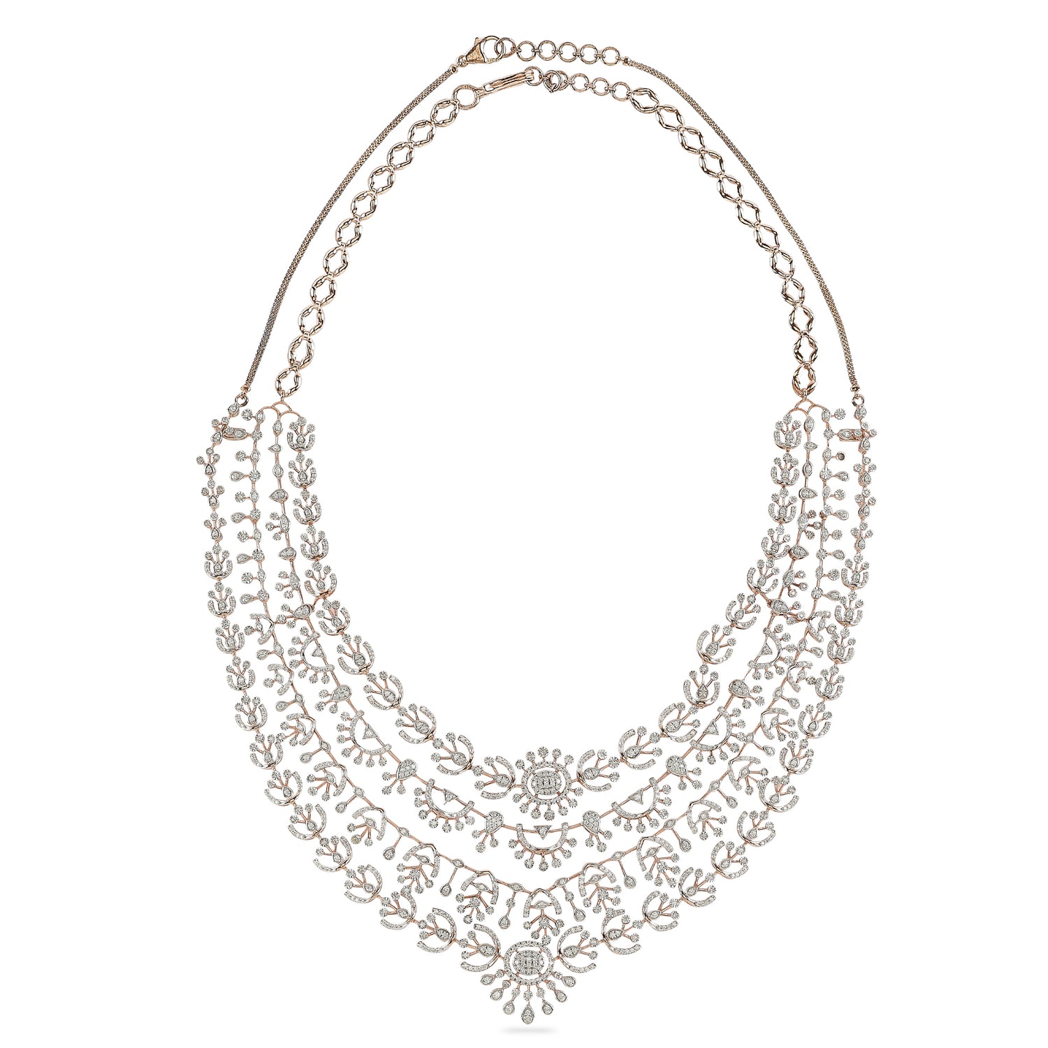 Layered Statement Necklace Set with Radiant Circular Motifs