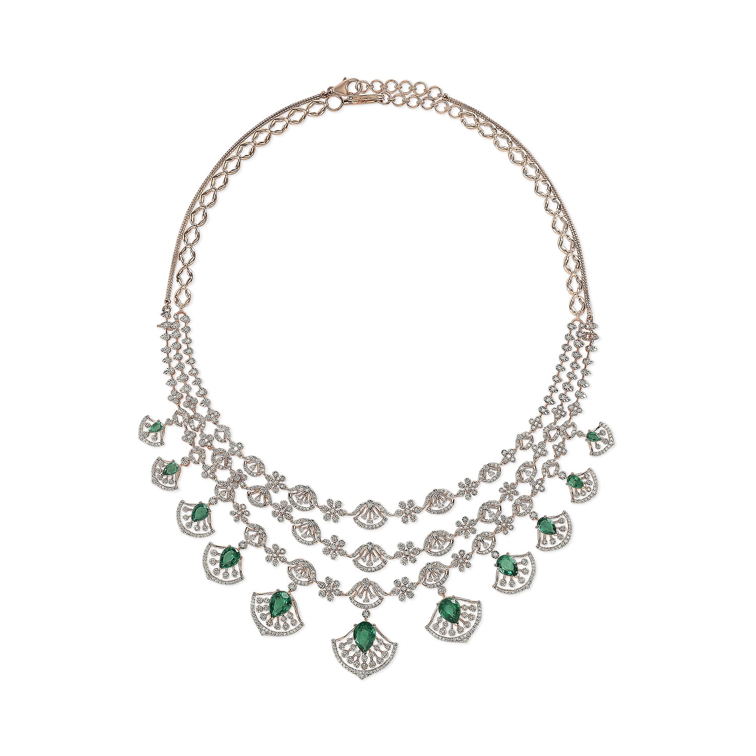 Layered Choker Necklace Set with Circular Drop Accents
