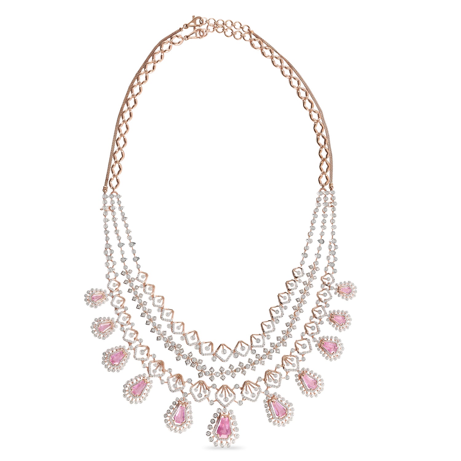 Layered Necklace Set with Teardrop Accents and Circular Detailing