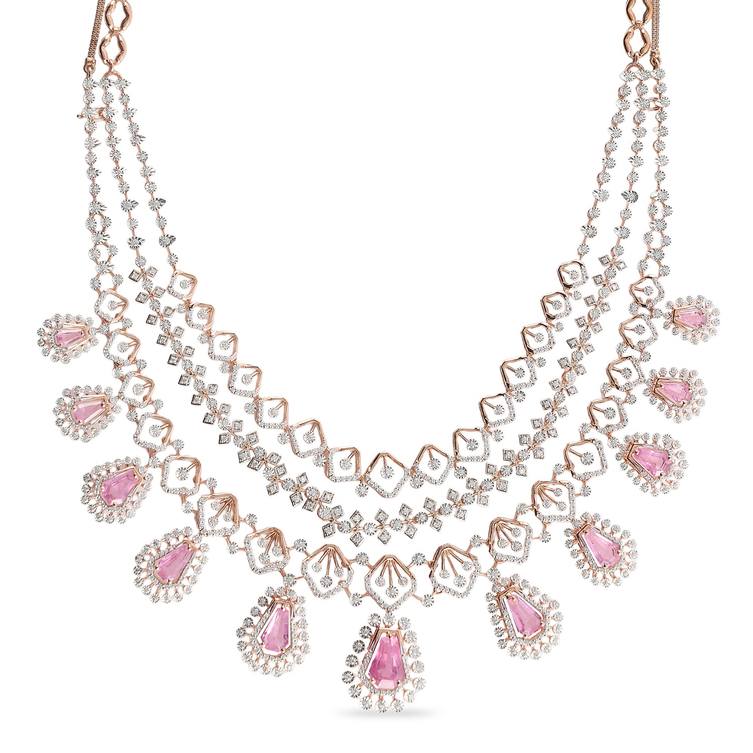 Layered Necklace Set with Teardrop Accents and Circular Detailing