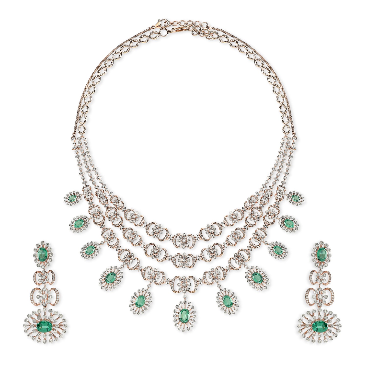 Regal Grandeur Tiered Necklace and Statement Drop Earring Jewelry Set