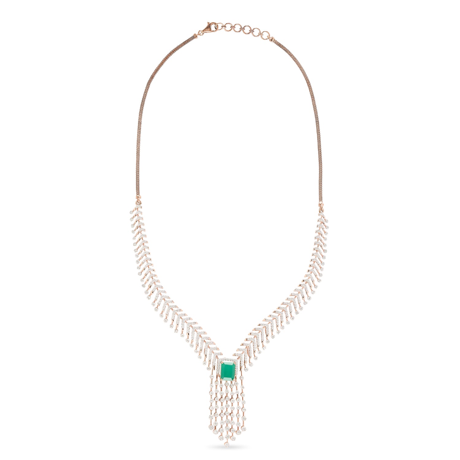 V-Shaped Statement Necklace with Central Accent Design