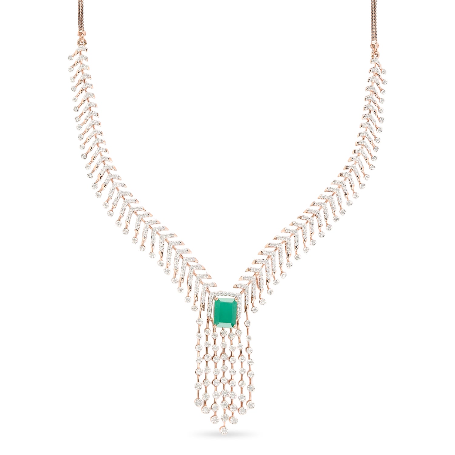 V-Shaped Statement Necklace with Central Accent Design