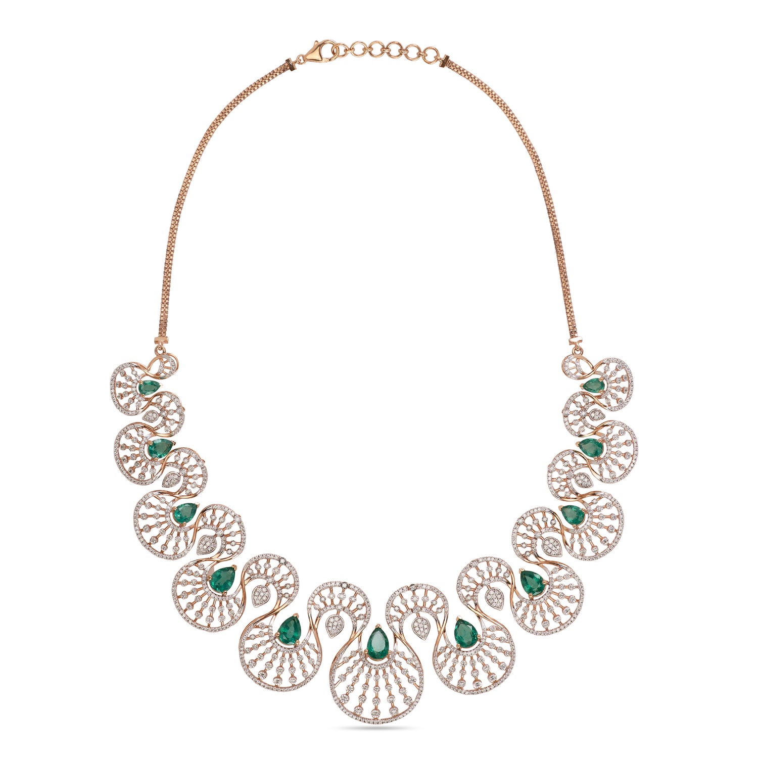 Fan-Inspired Statement Necklace with Intricate Circular Motifs