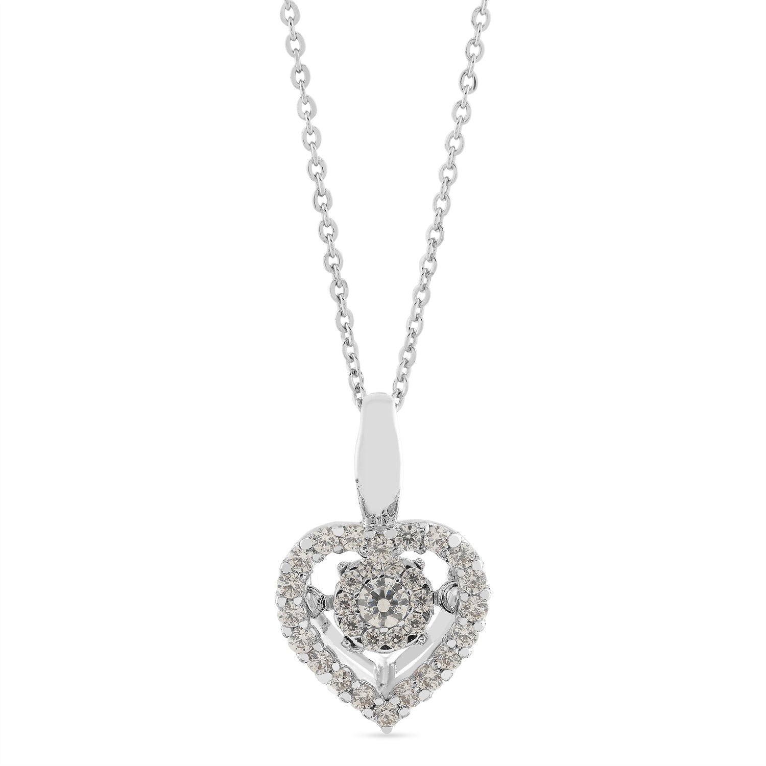 Sparkling Heart Pendant with Intricate Halo Design