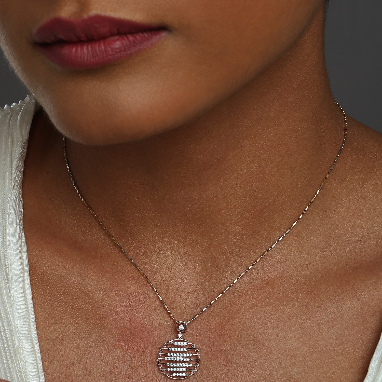 Contemporary Circular Ladder Pendant with Geometric Radiance