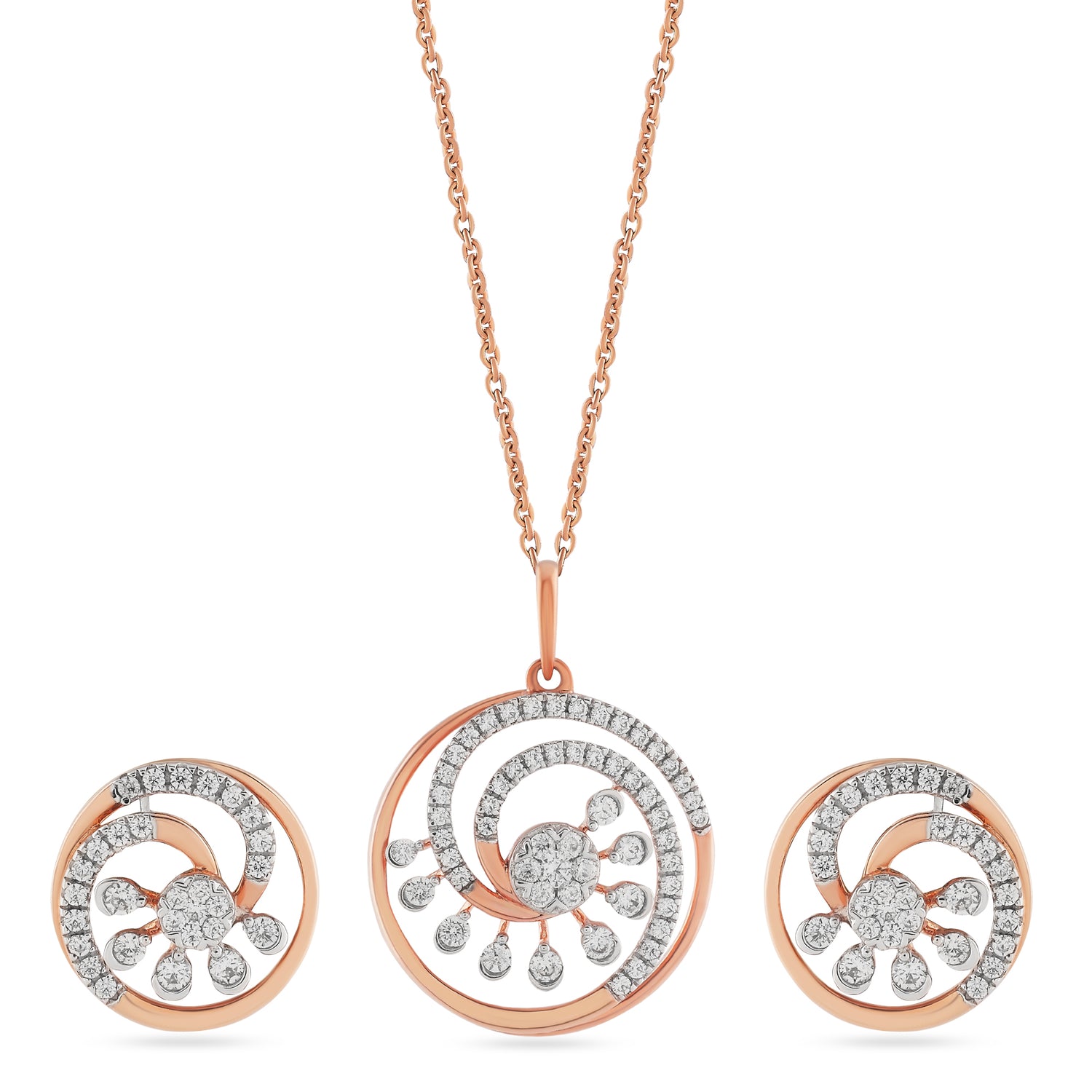 Radiant Celestial Swirl Pendant and Stud Earring Romantic Jewelry Set