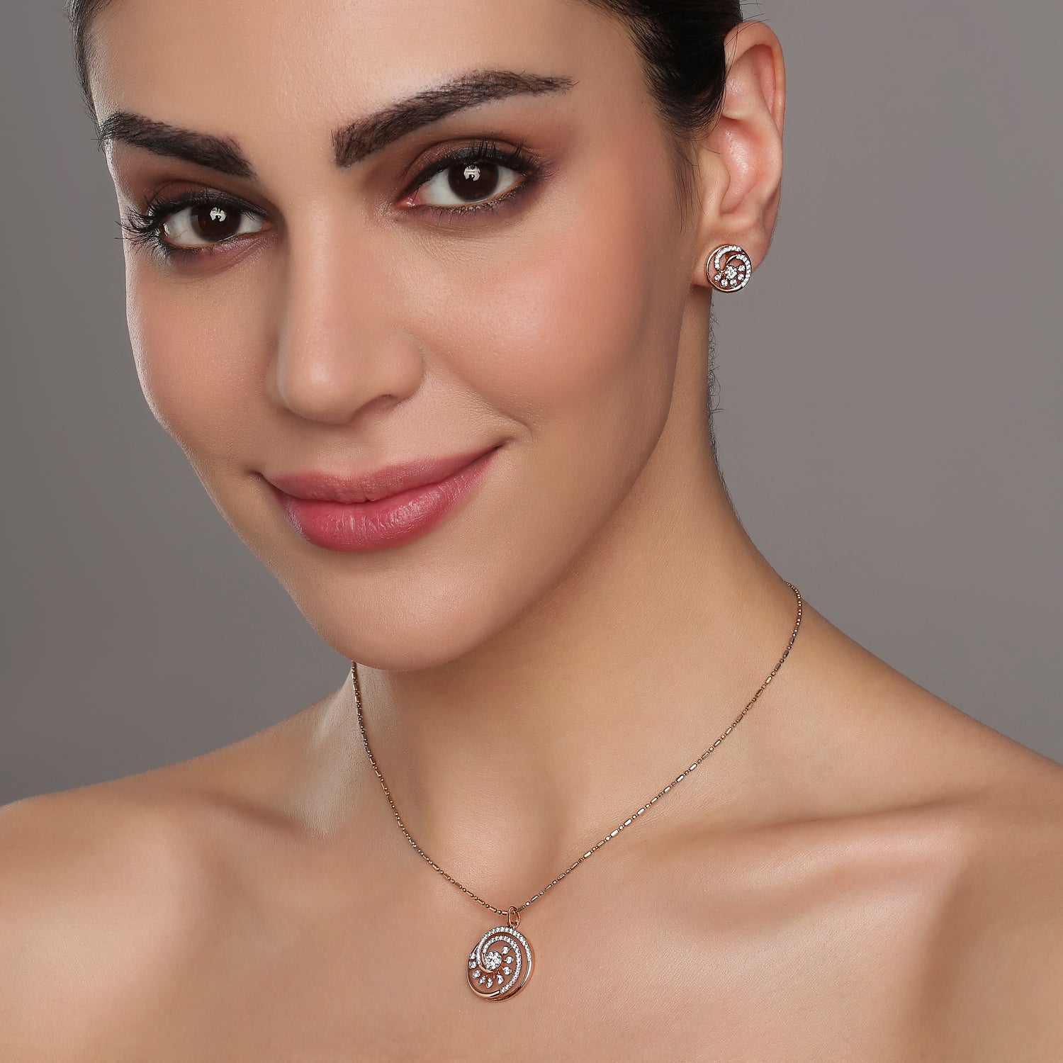 Radiant Celestial Swirl Pendant and Stud Earring Romantic Jewelry Set