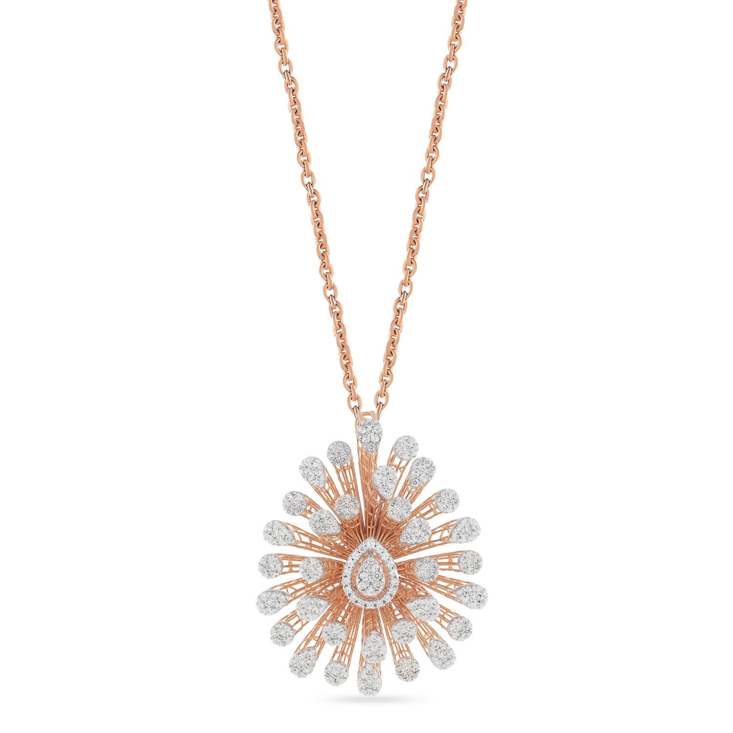 Radiant Sunburst Pendant with Teardrop Center and Layered Design