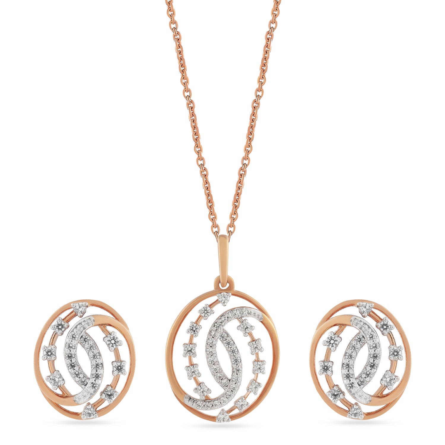 Elegant Swirling Infinity Motif Pendant and Stud Earrings Jewelry Set